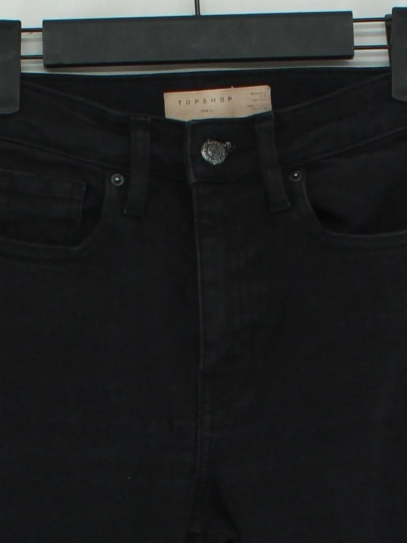 Topshop Women's Jeans W 25 in Black Cotton with Polyester, Elastane Skinny - Image 3