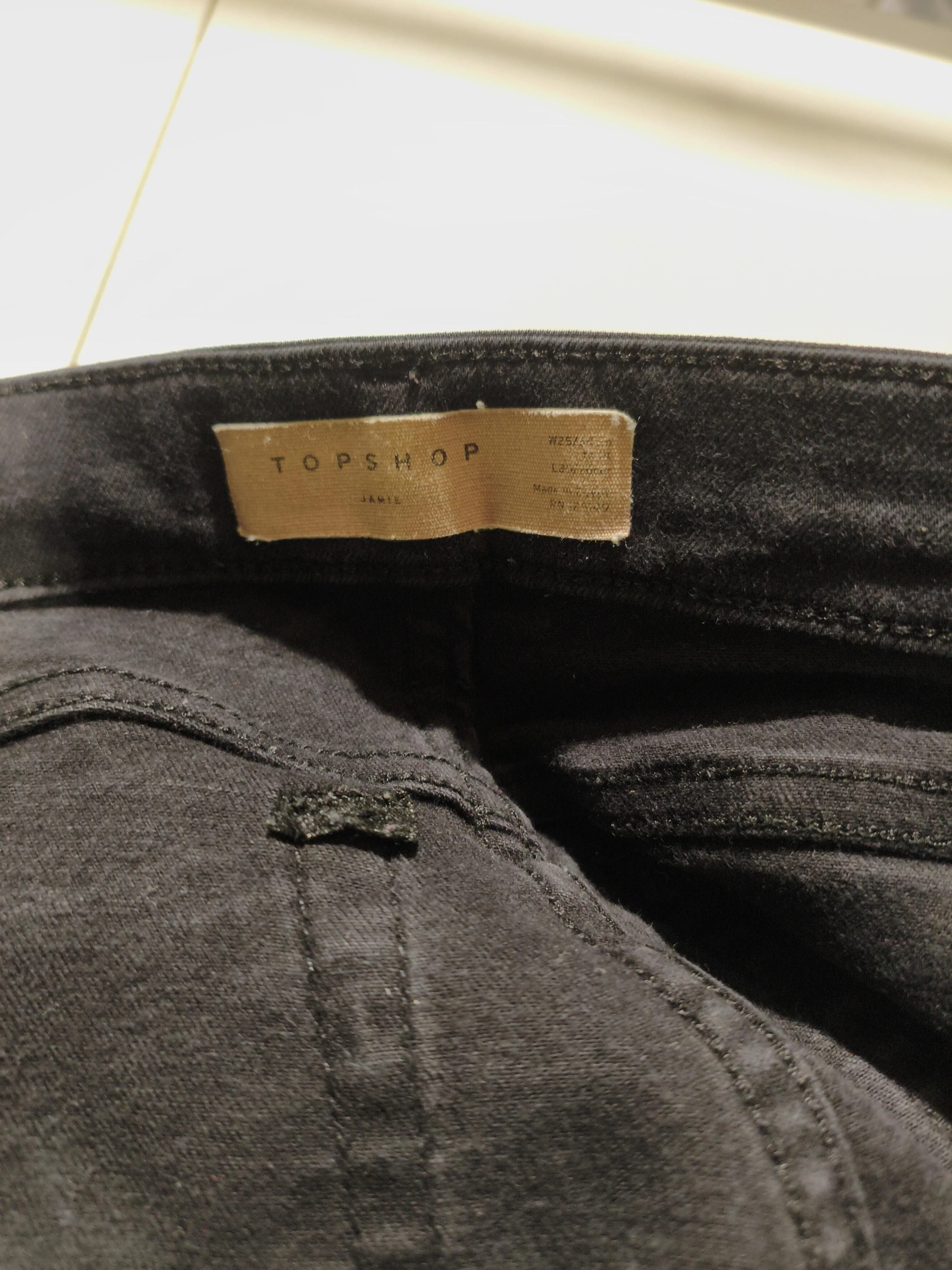 Topshop Women's Jeans W 25 in Black Cotton with Polyester, Elastane Skinny - Image 5