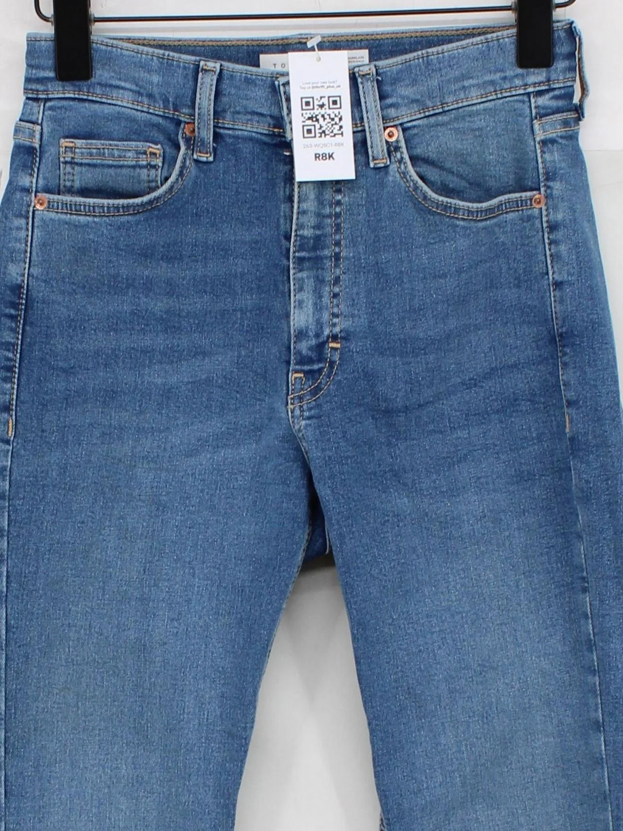 Topshop Women's Jeans W 25 in; L 30 in Blue 100% Cotton Flared - Image 3