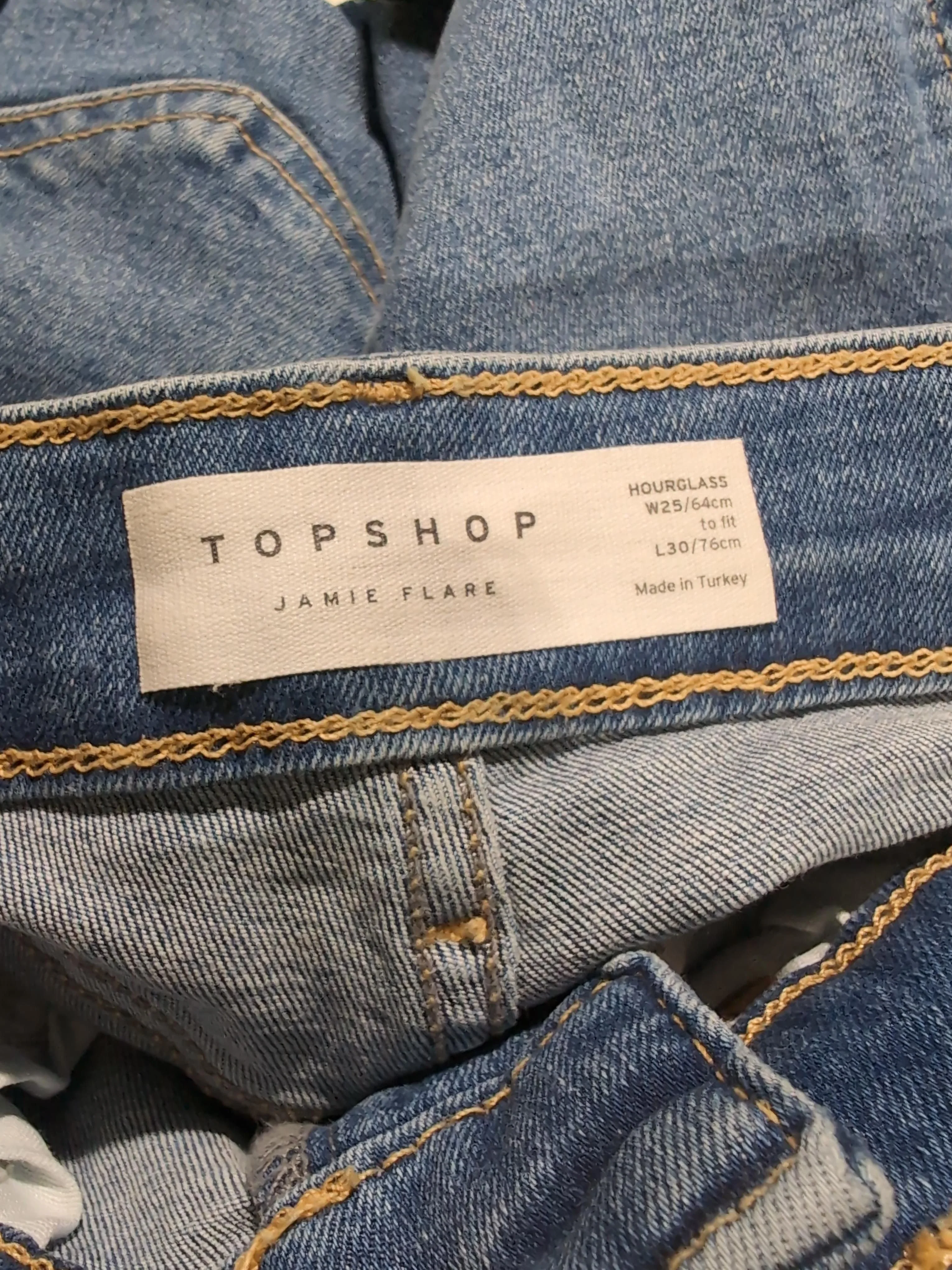 Topshop Women's Jeans W 25 in; L 30 in Blue 100% Cotton Flared - Image 5