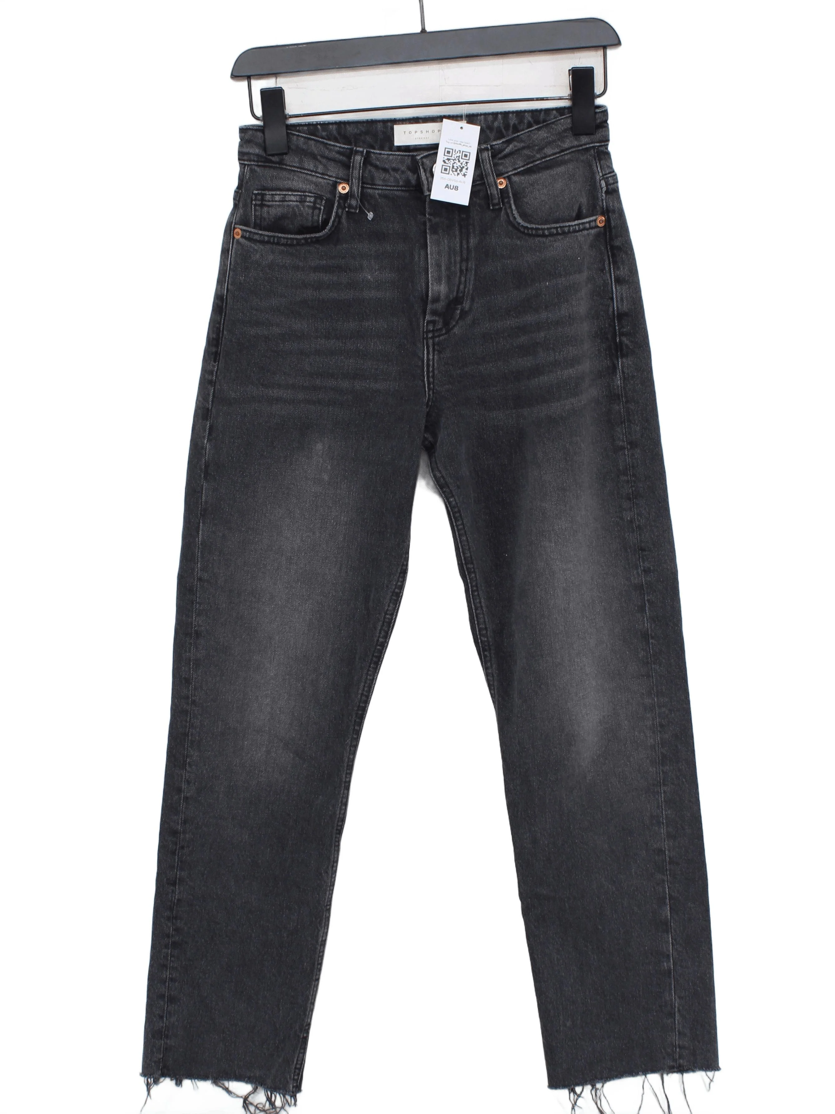 Topshop Women's Jeans W 25 in; L 32 in Black Cotton with Elastane Straight