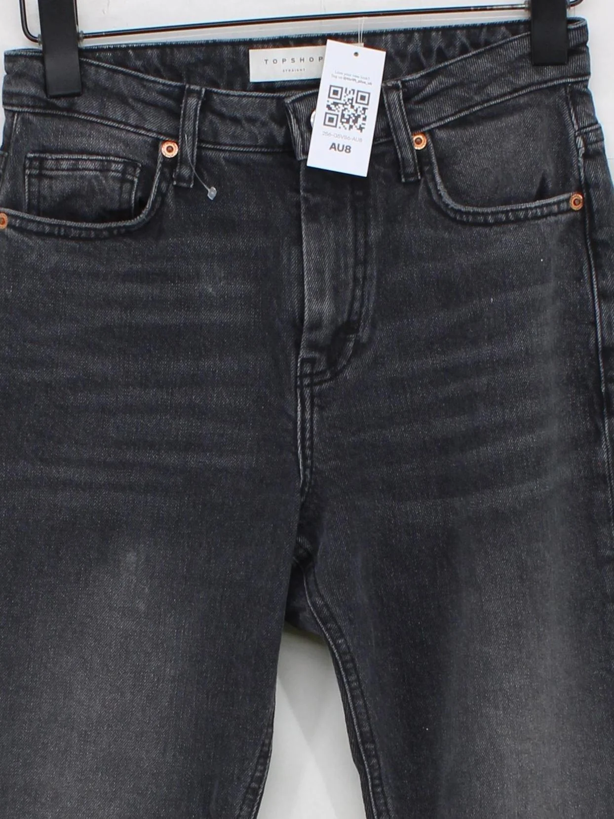 Topshop Women's Jeans W 25 in; L 32 in Black Cotton with Elastane Straight - Image 3