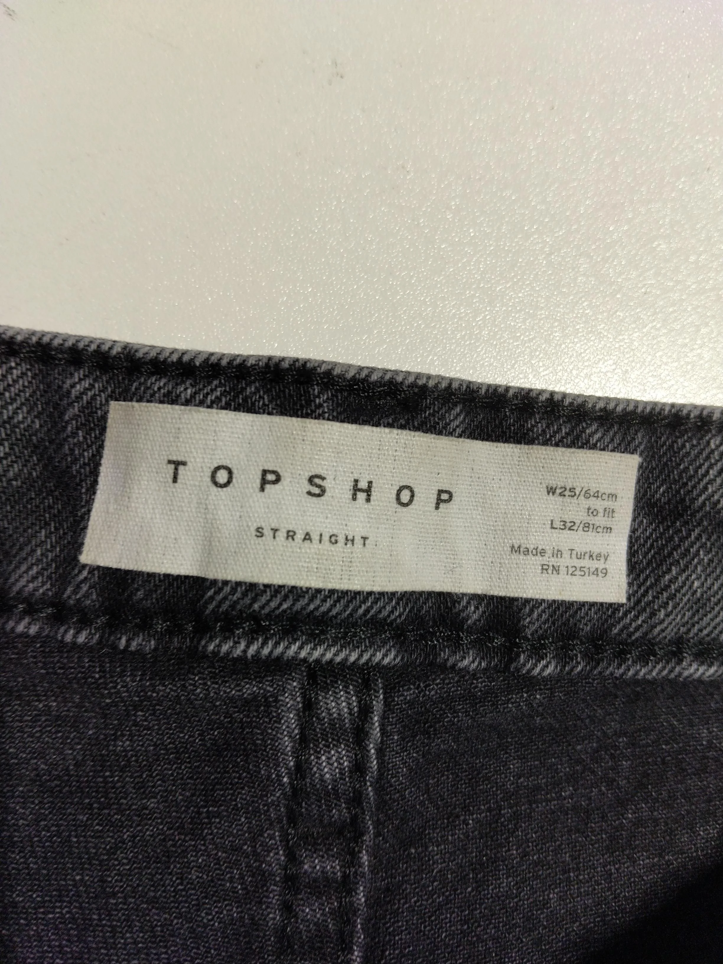 Topshop Women's Jeans W 25 in; L 32 in Black Cotton with Elastane Straight - Image 5
