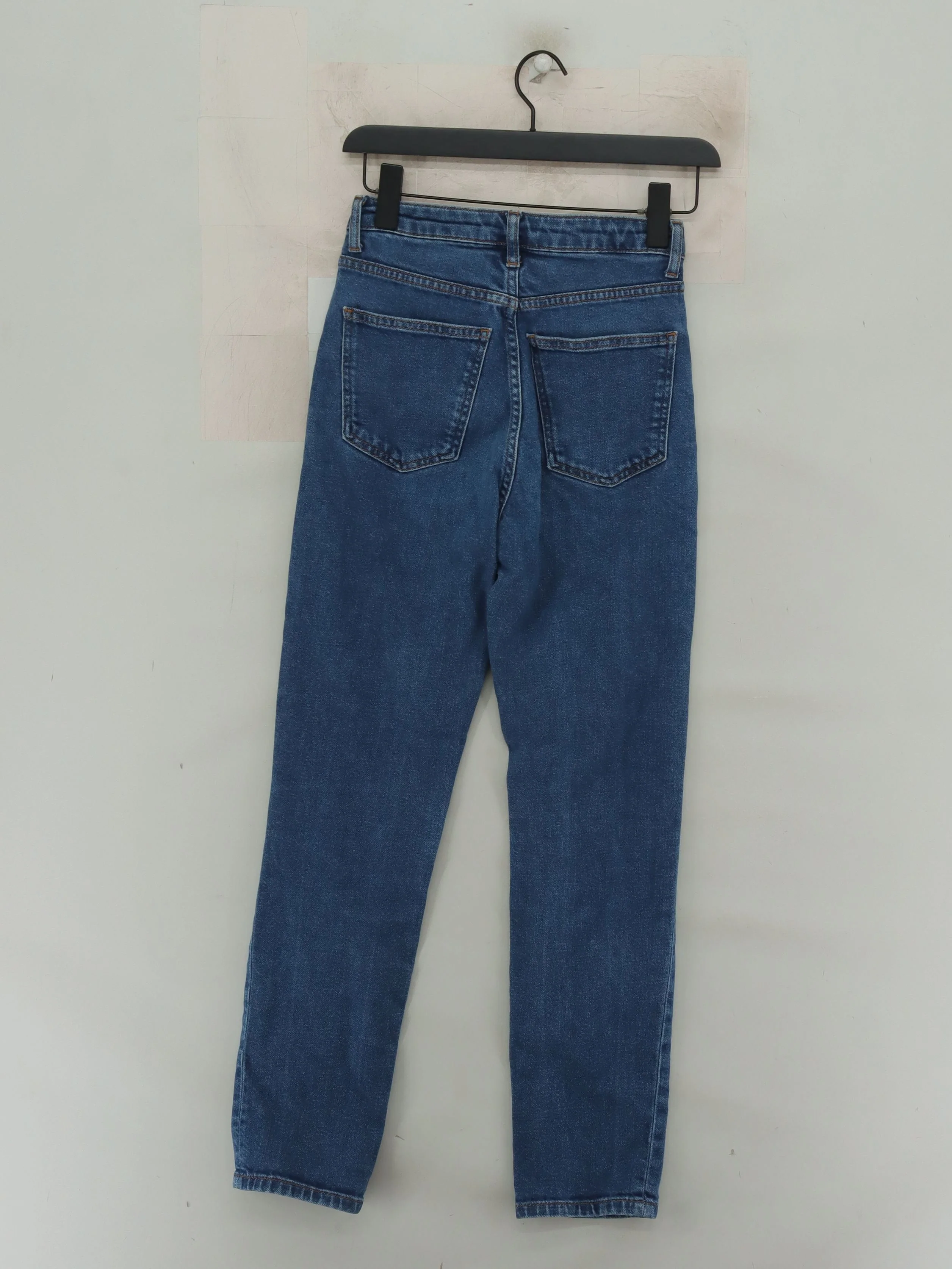 Topshop Women's Jeans W 25 in; L 32 in Blue Cotton with Polyester, Elastane Mom - Image 2