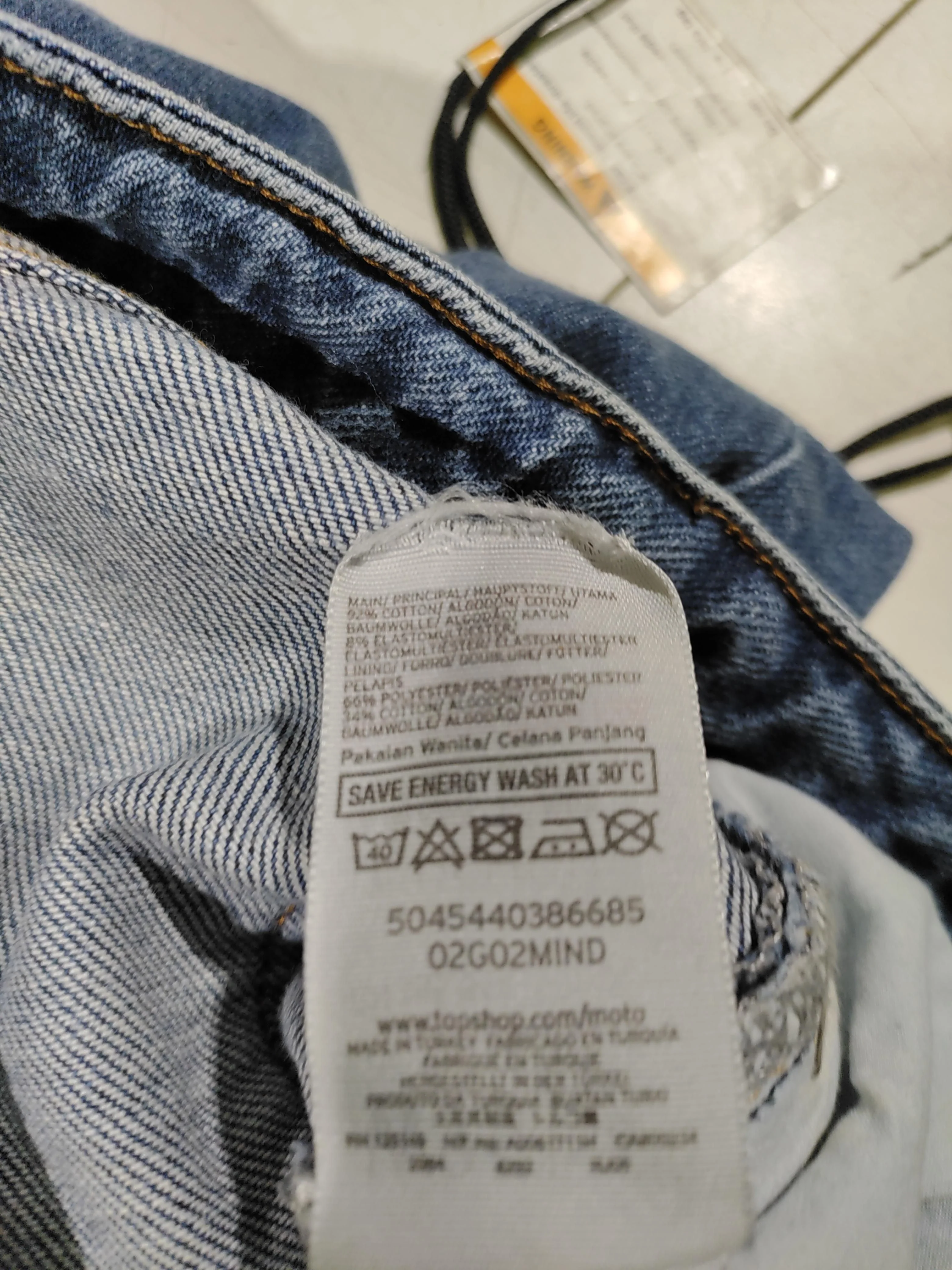 Topshop Women's Jeans W 25 in; L 32 in Blue Cotton with Polyester, Elastane Mom - Image 6