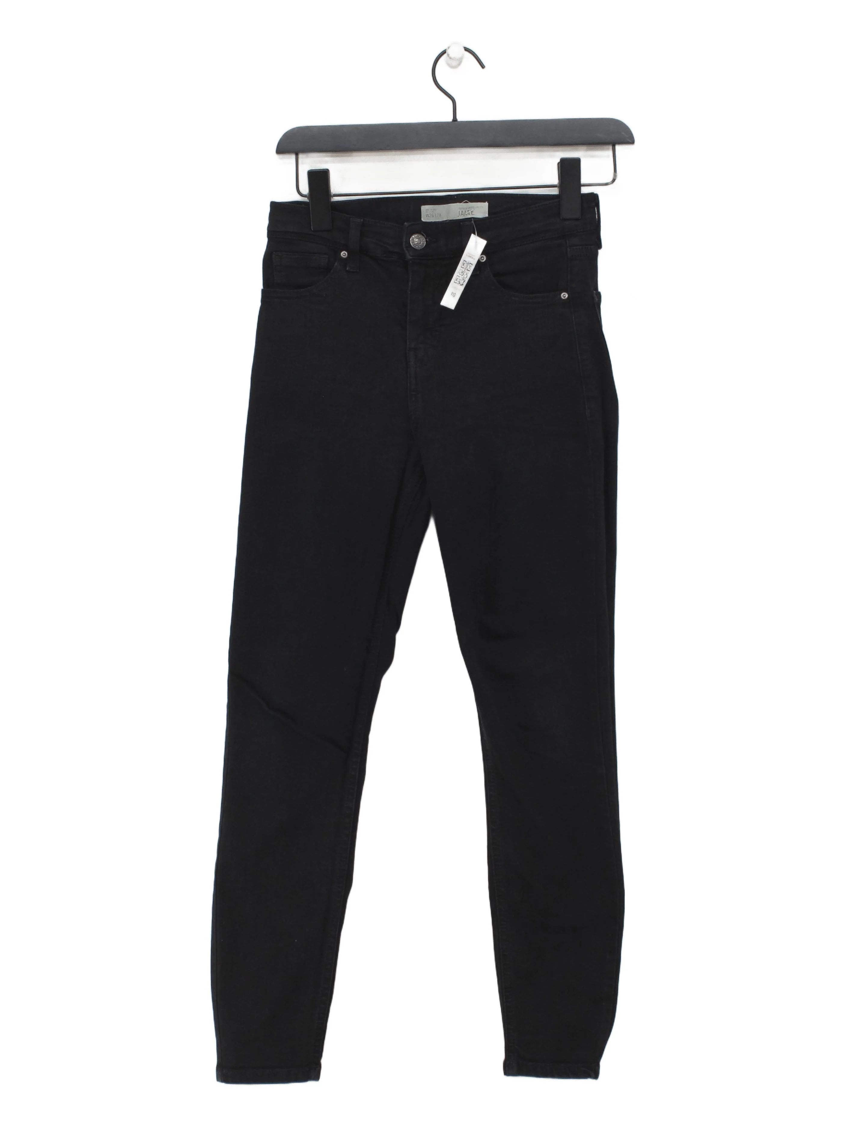 Topshop Women's Jeans W 26 in Black Cotton with Polyester, Elastane Skinny