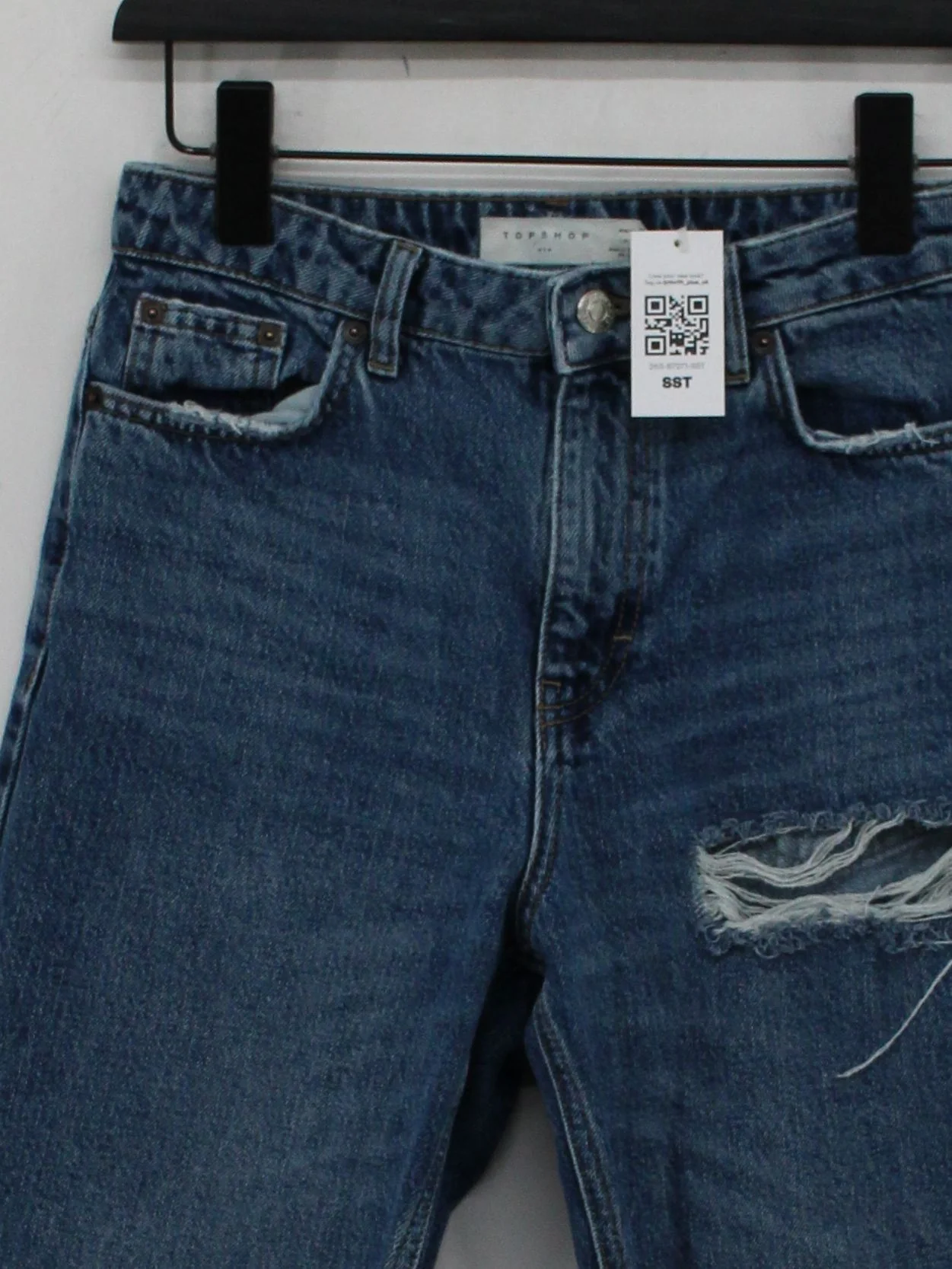 Topshop Women's Jeans W 26 in Blue 100% Cotton Mom - Image 3