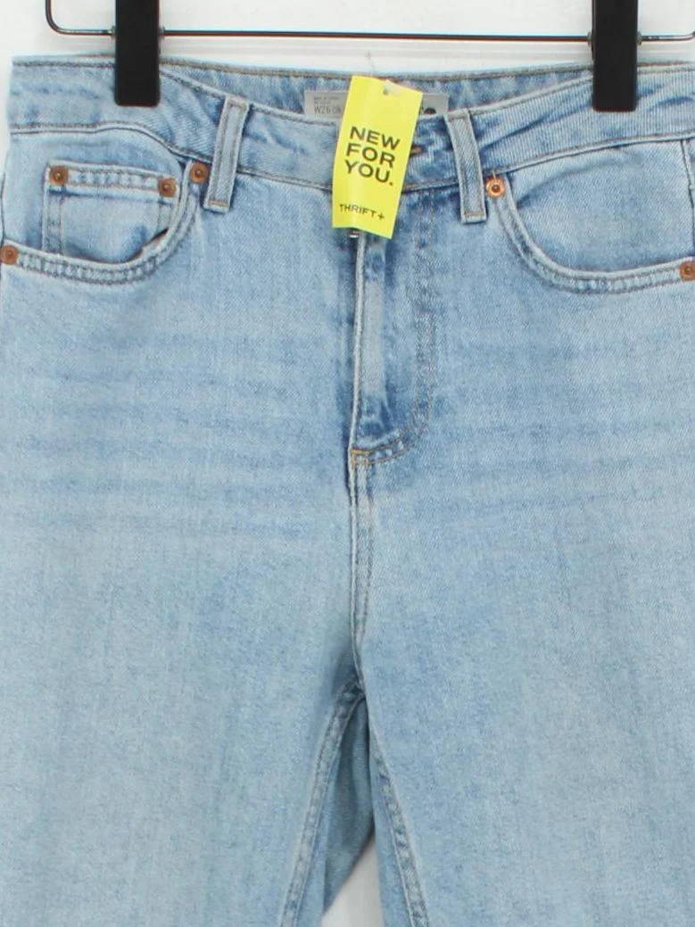 Topshop Women's Jeans W 26 in Blue Cotton with Polyester, Elastane Straight - Image 3