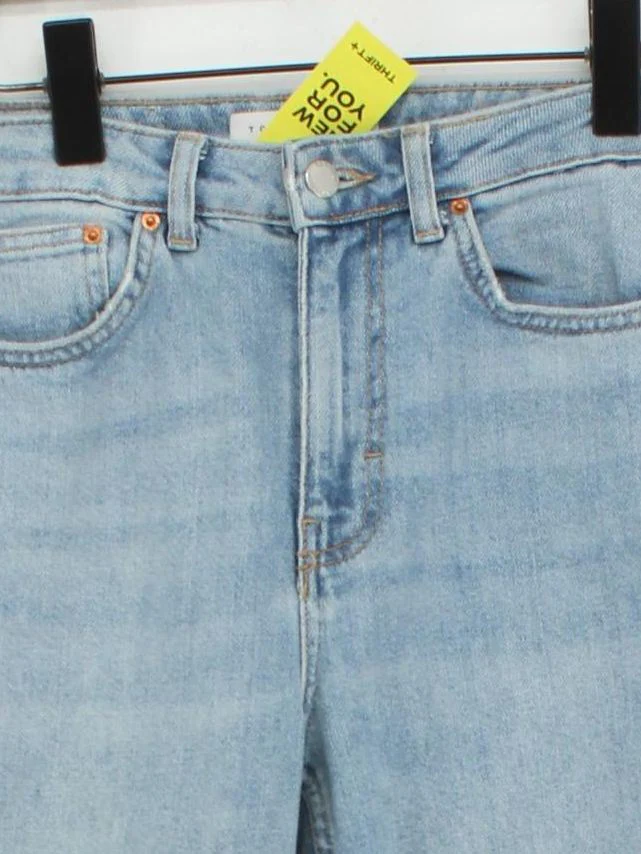 Topshop Women's Jeans W 26 in; L 30 in Blue Cotton with Elastane Mom - Image 3