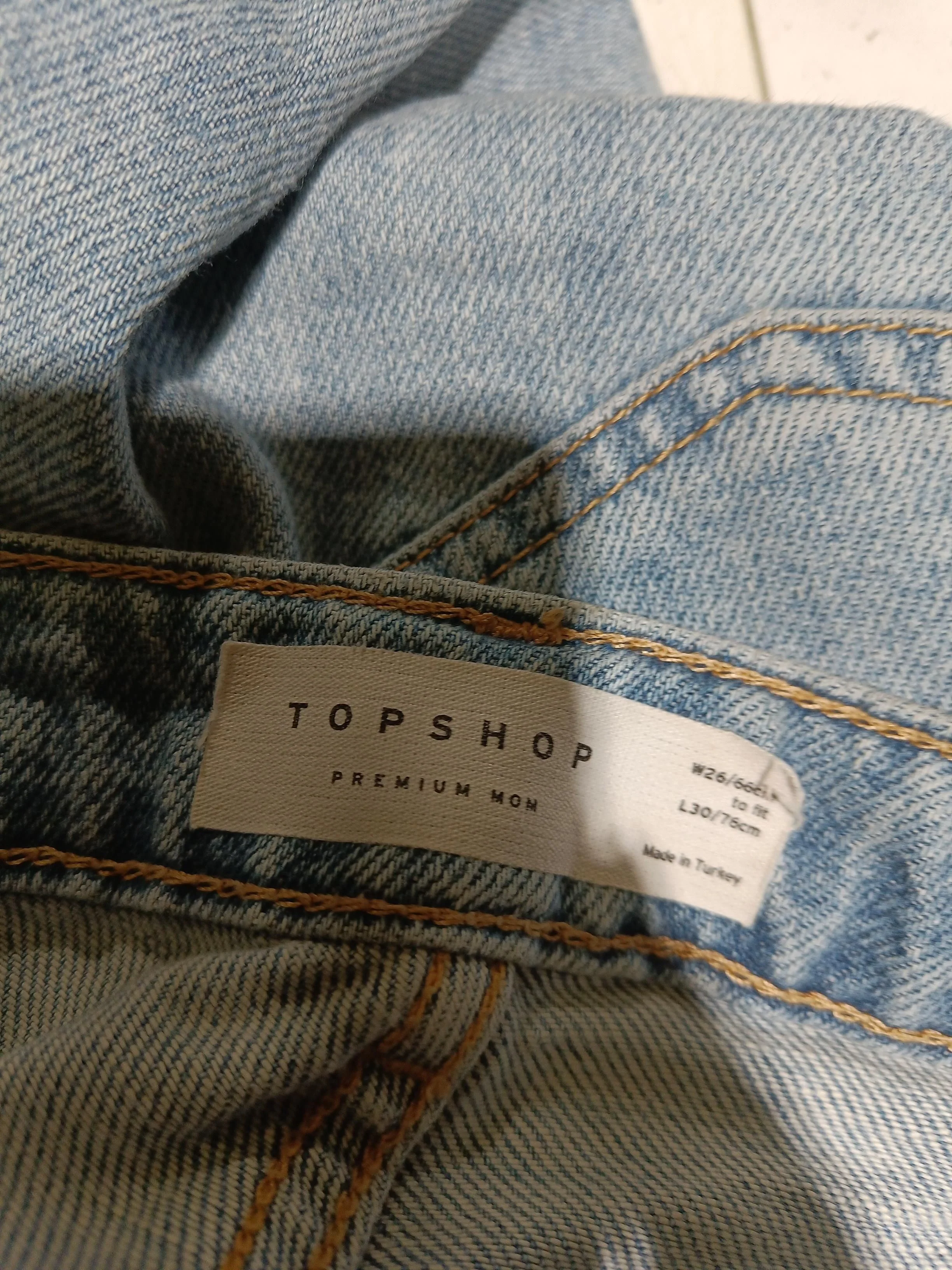 Topshop Women's Jeans W 26 in; L 30 in Blue Cotton with Elastane Mom - Image 5