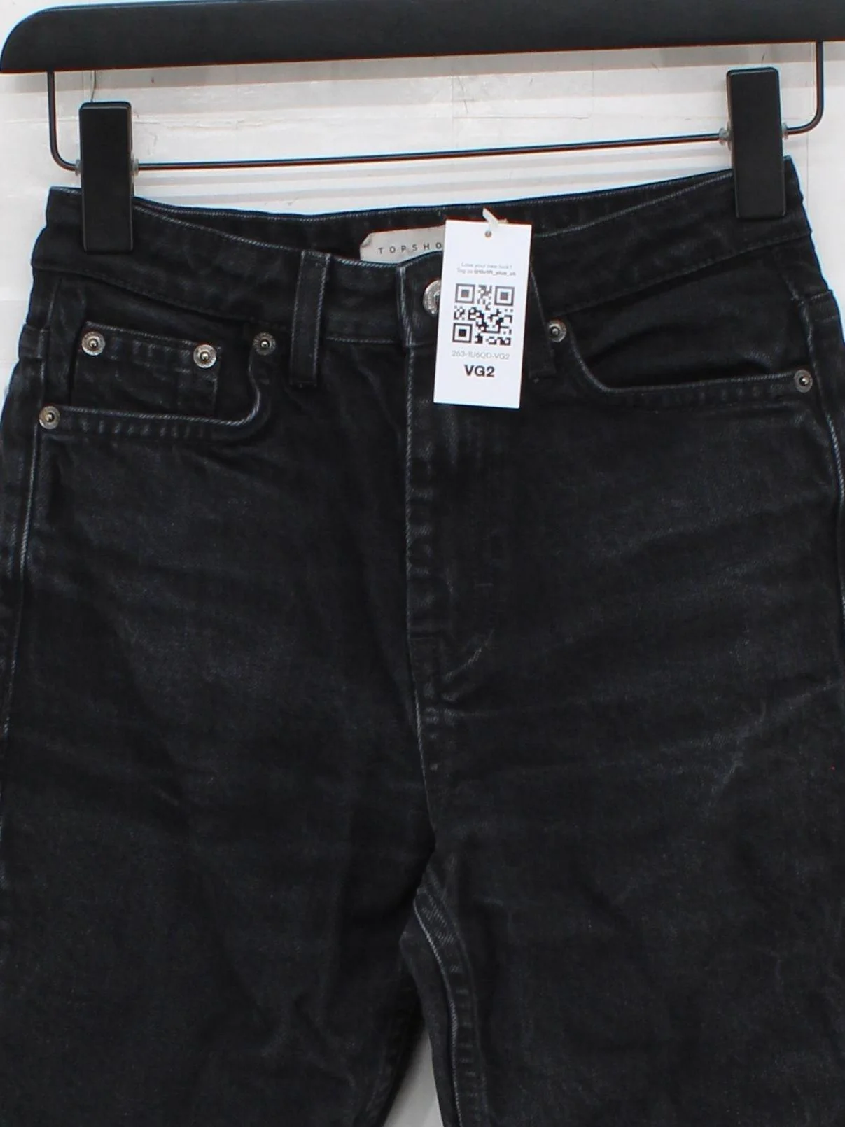 Topshop Women's Jeans W 26 in; L 32 in Black 100% Cotton Straight - Image 3