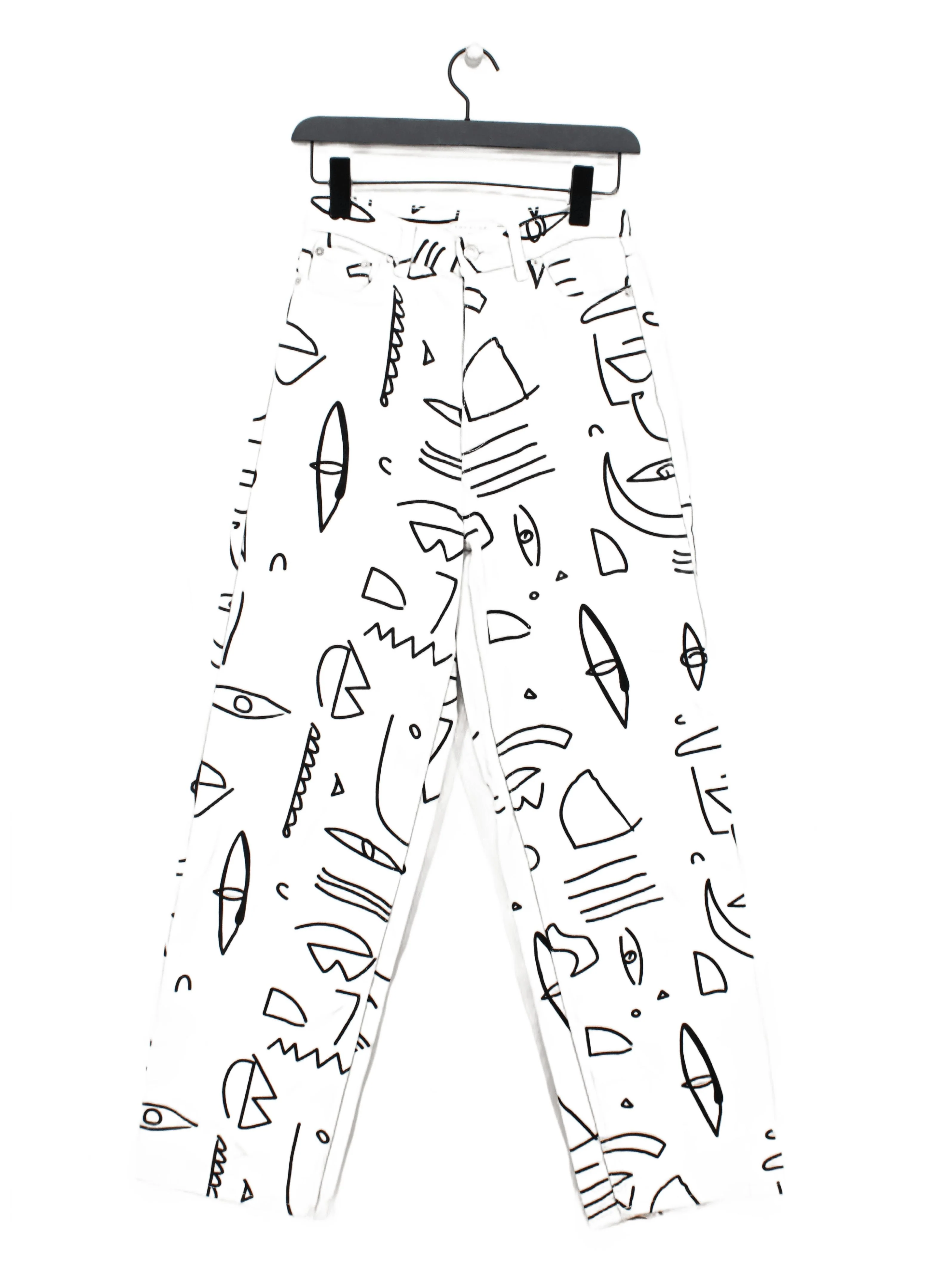 Topshop Women's Jeans W 26 in; L 32 in White Graphic 100% Cotton Mom