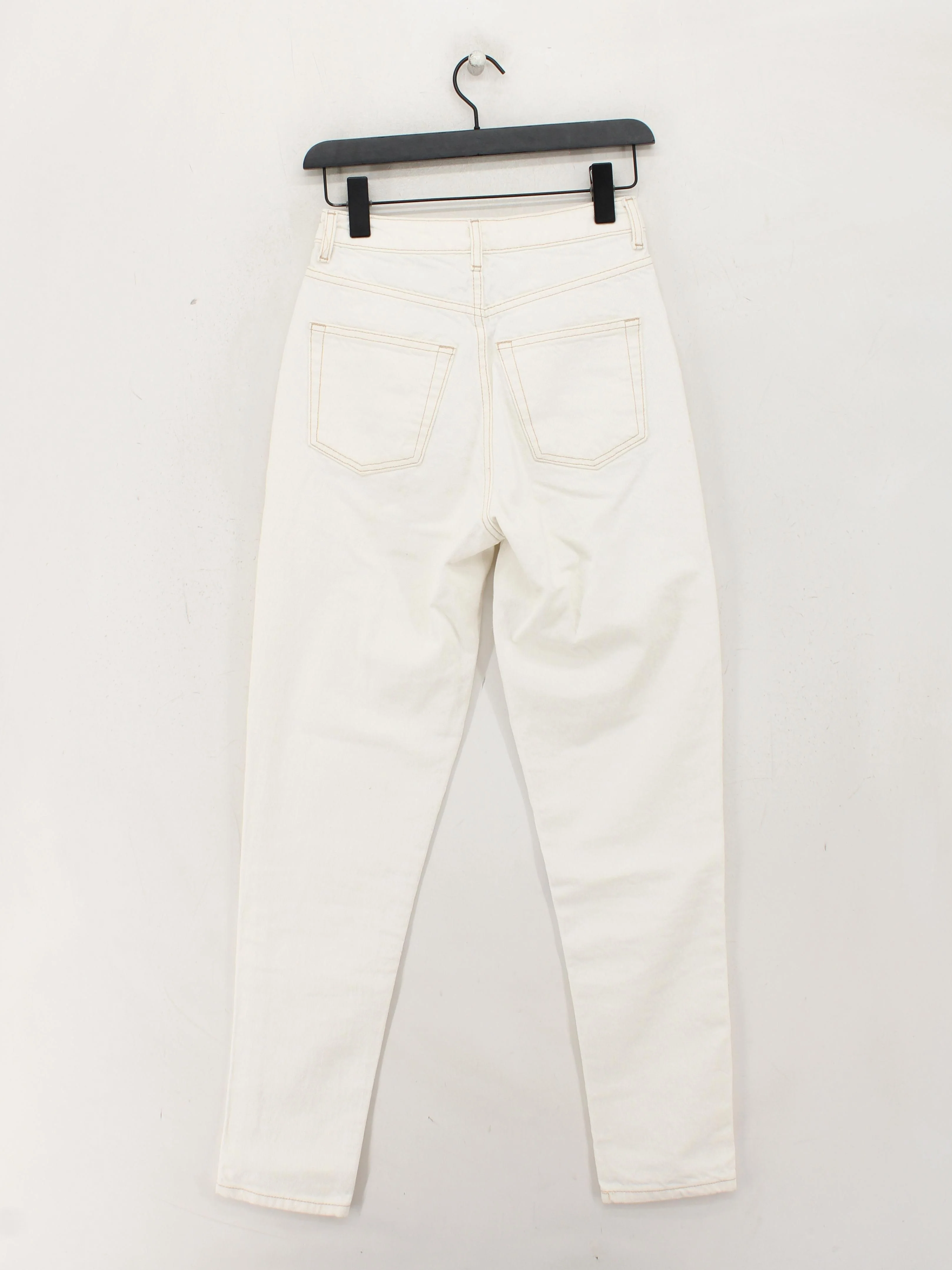 Topshop Women's Jeans W 26 in; L 34 in White Cotton with Polyester Mom - Image 2