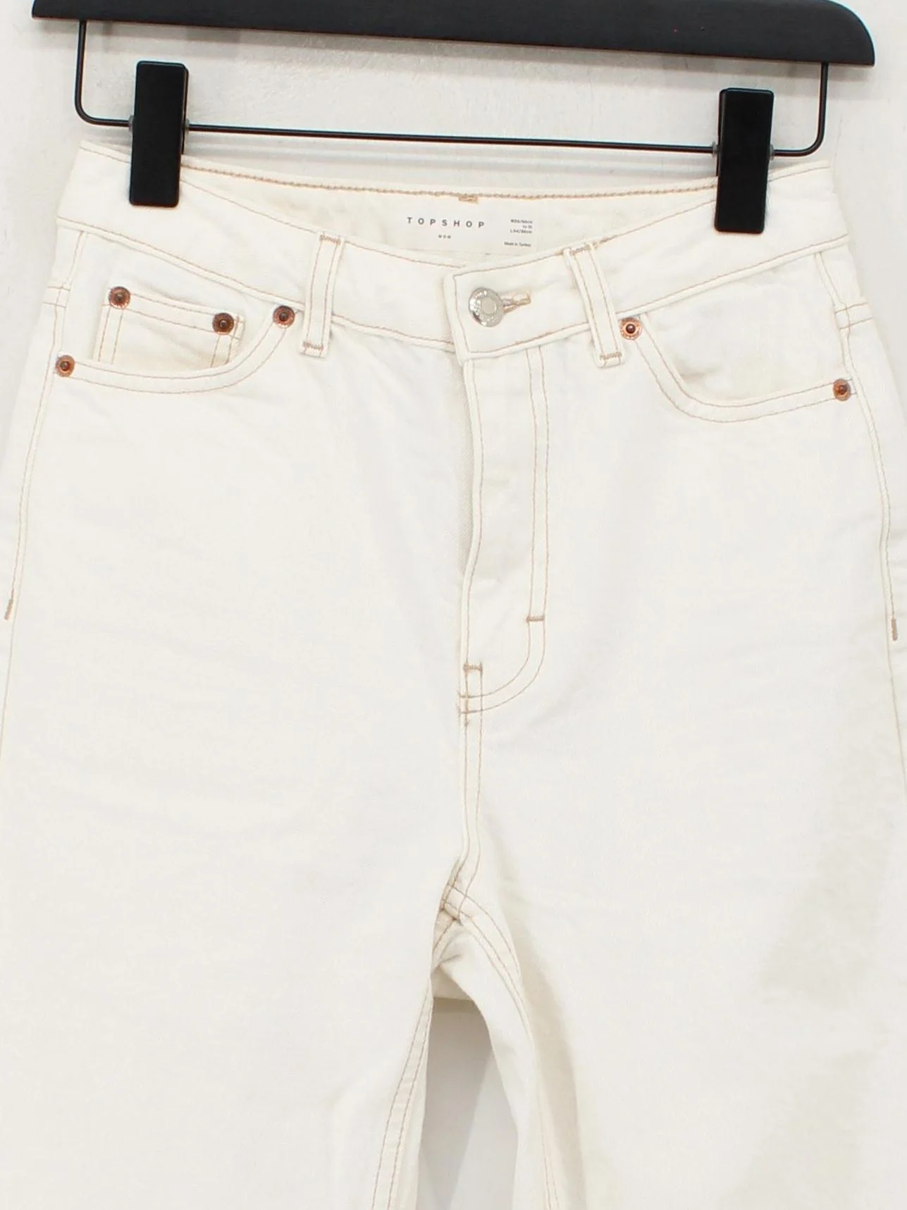 Topshop Women's Jeans W 26 in; L 34 in White Cotton with Polyester Mom - Image 3