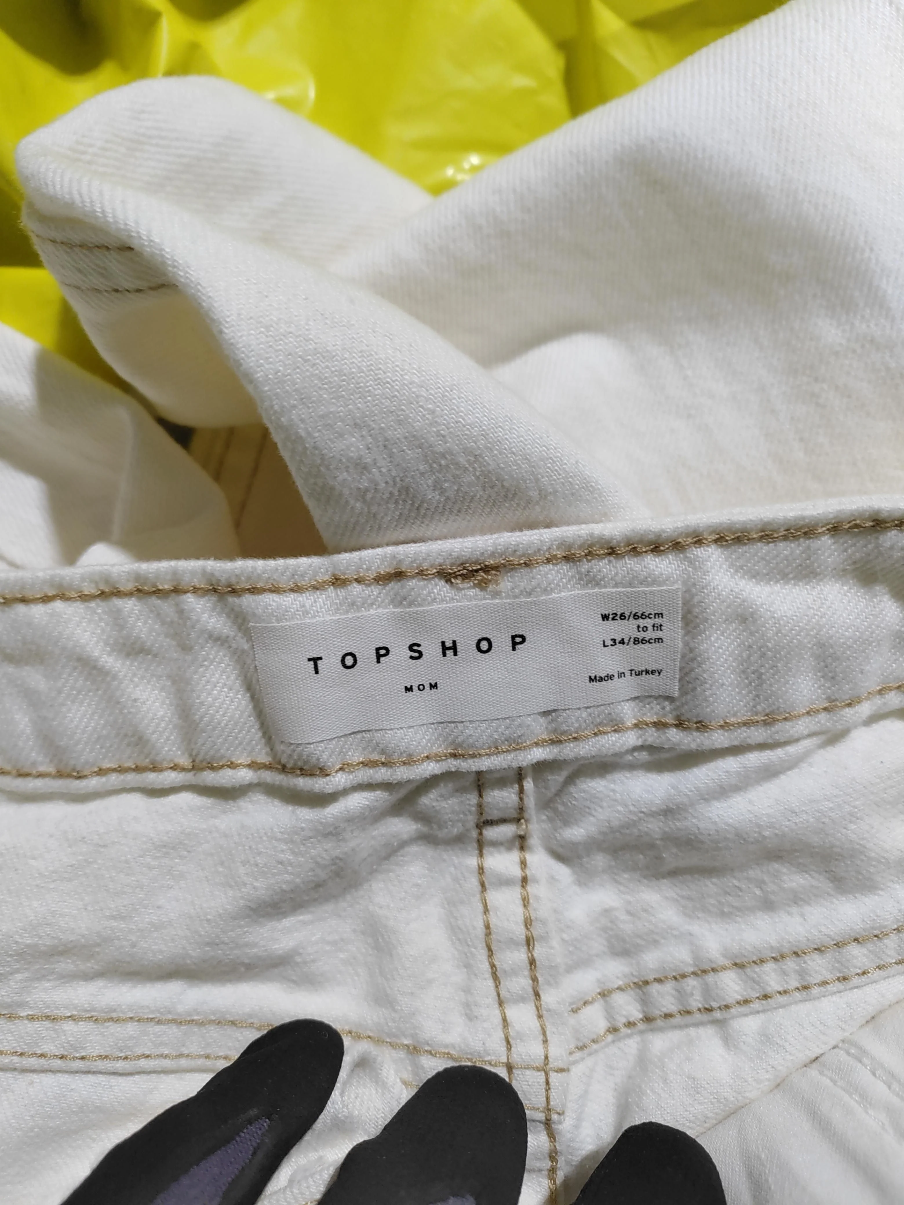 Topshop Women's Jeans W 26 in; L 34 in White Cotton with Polyester Mom - Image 5