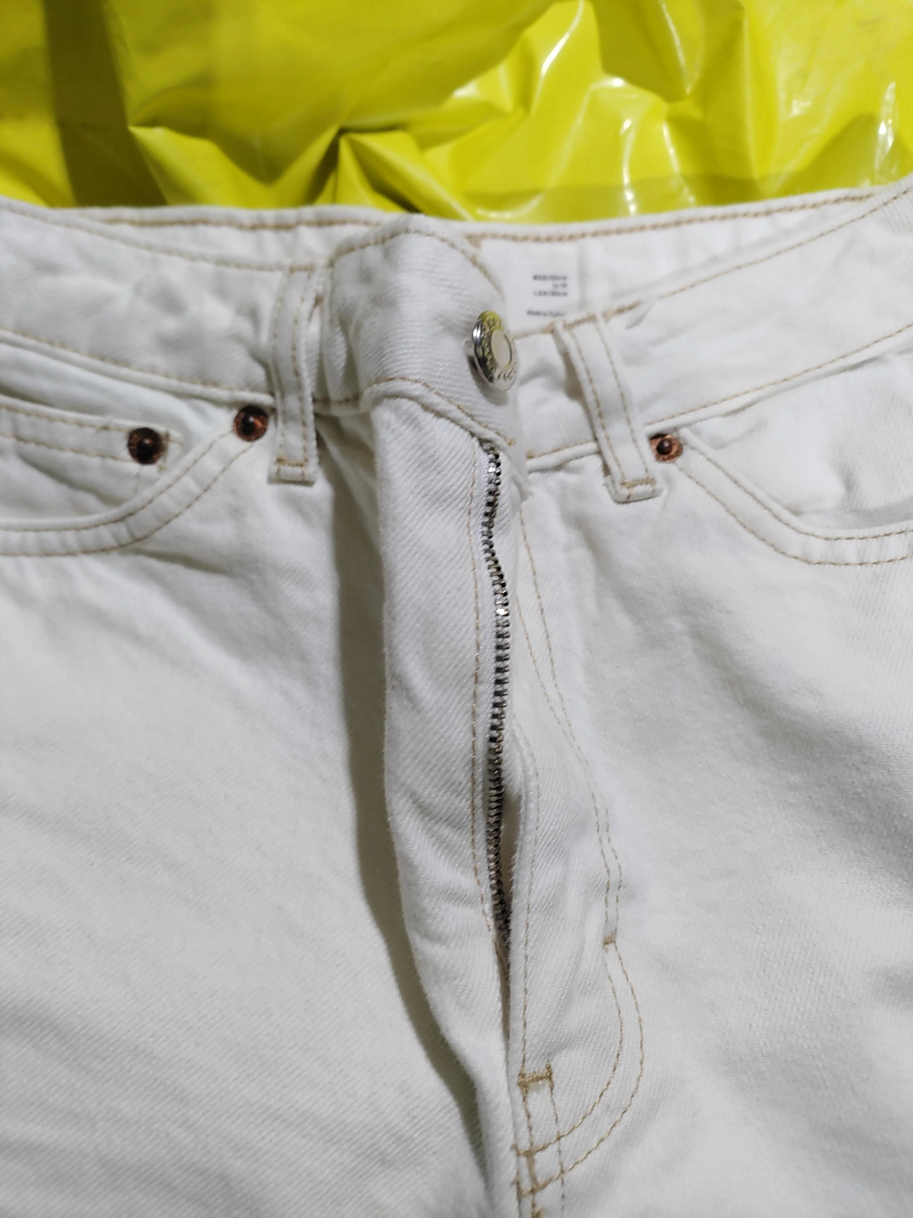 Topshop Women's Jeans W 26 in; L 34 in White Cotton with Polyester Mom - Image 6