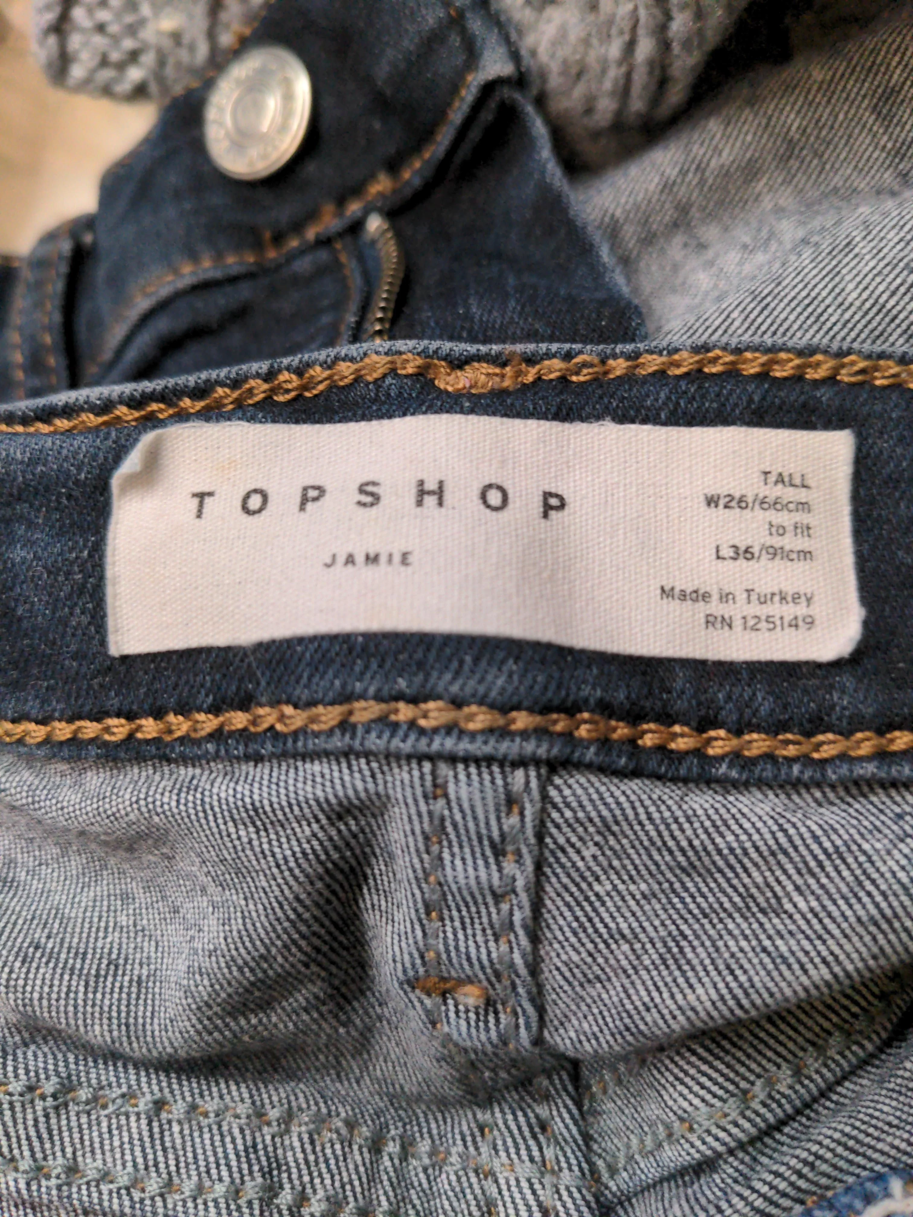 Topshop Women's Jeans W 26 in; L 36 in Blue 100% Cotton Skinny - Image 6