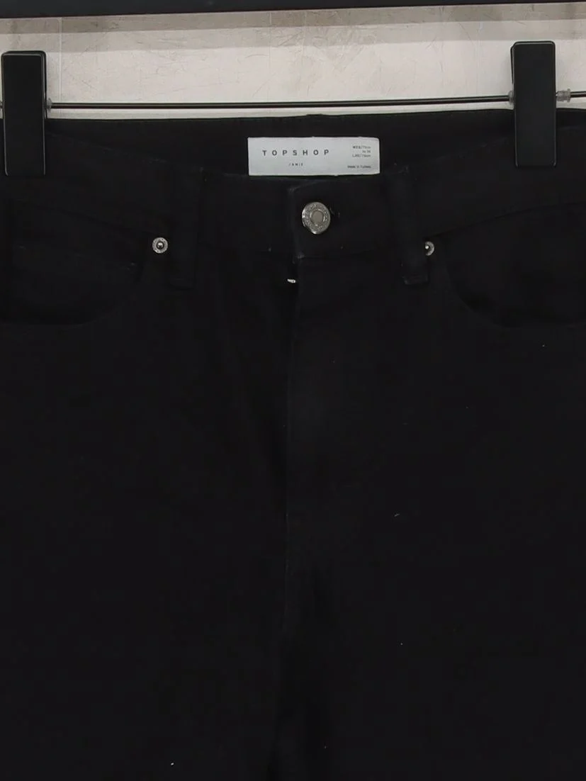 Topshop Women's Jeans W 28 in Black Cotton with Elastane, Polyester Skinny - Image 3