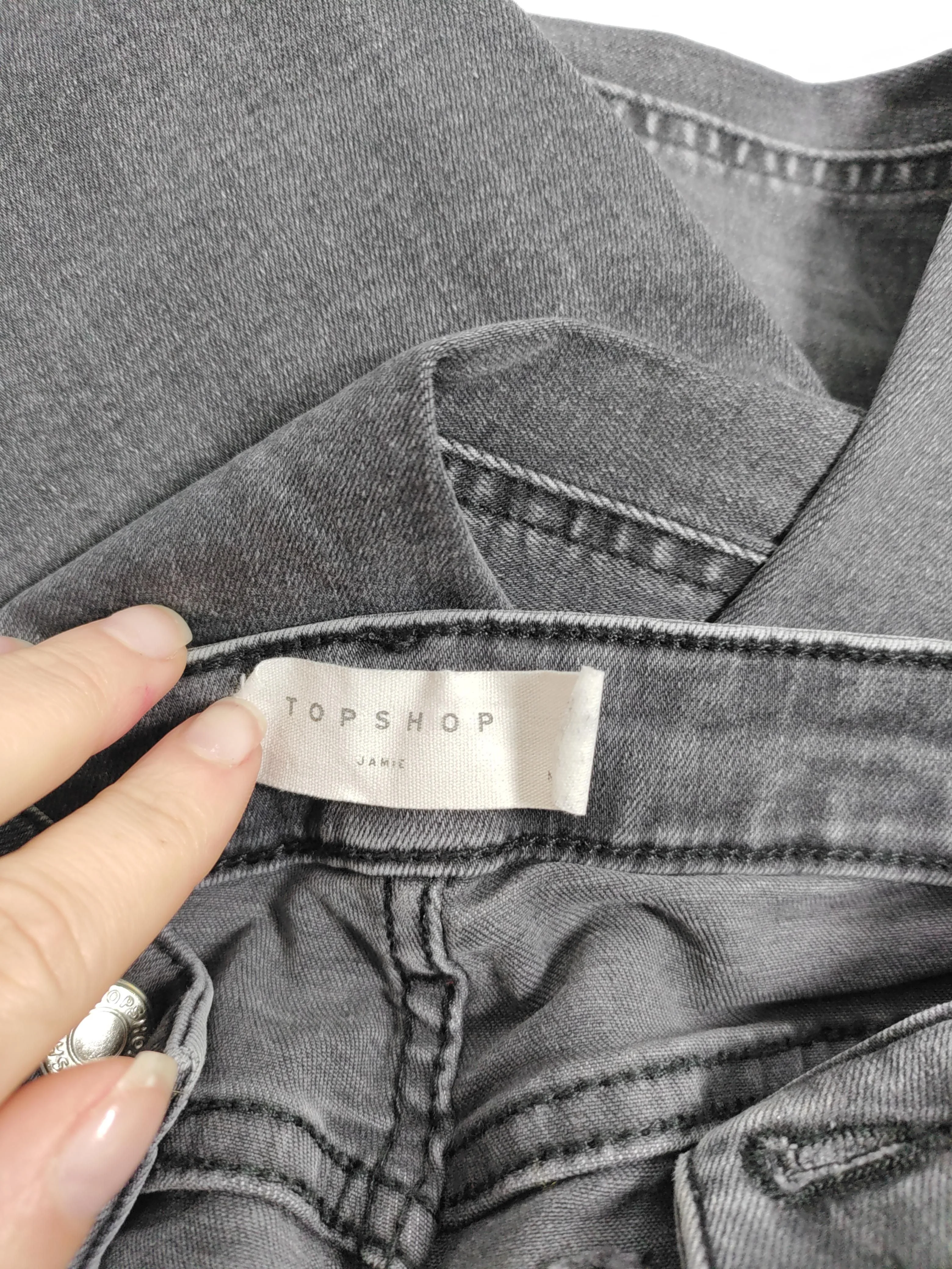 Topshop Women's Jeans W 28 in Grey Cotton with Polyester, Elastane Skinny - Image 6