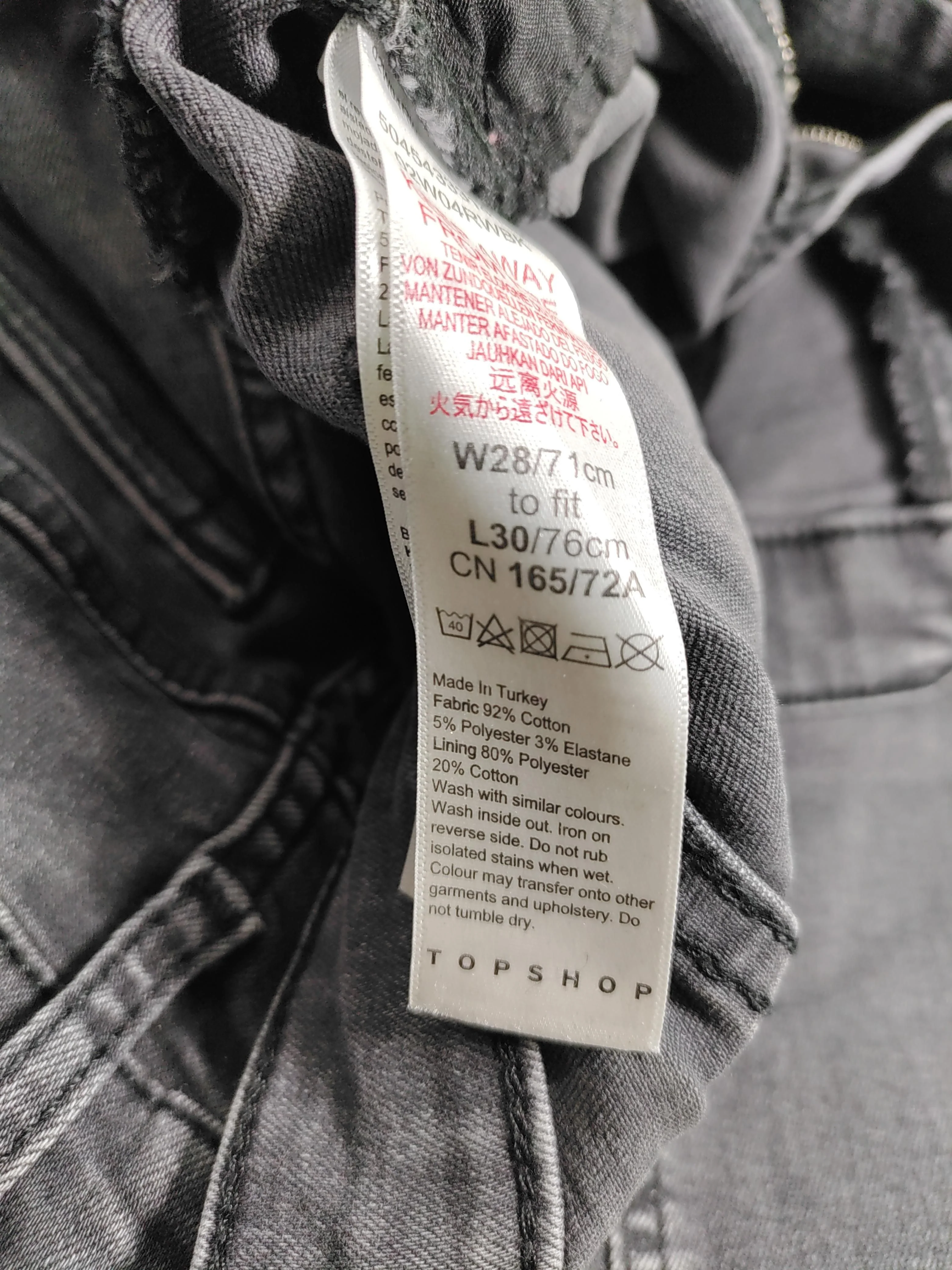 Topshop Women's Jeans W 28 in Grey Cotton with Polyester, Elastane Skinny - Image 7