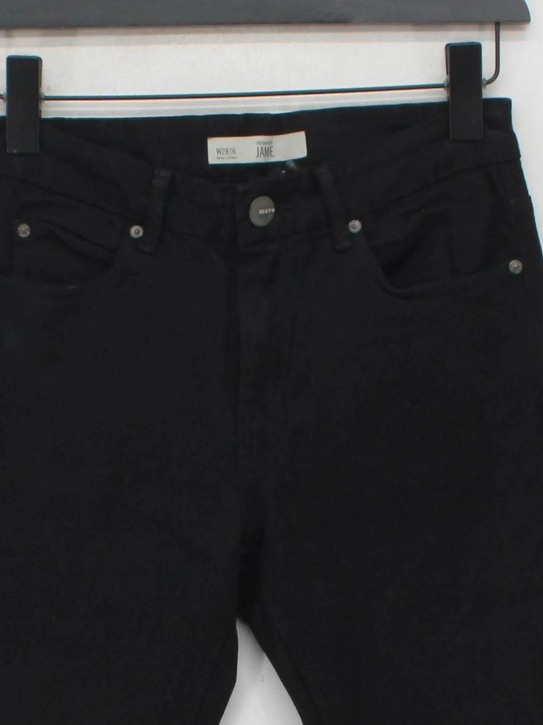 Topshop Women's Jeans W 28 in; L 30 in Black Cotton with Elastane Skinny - Image 3