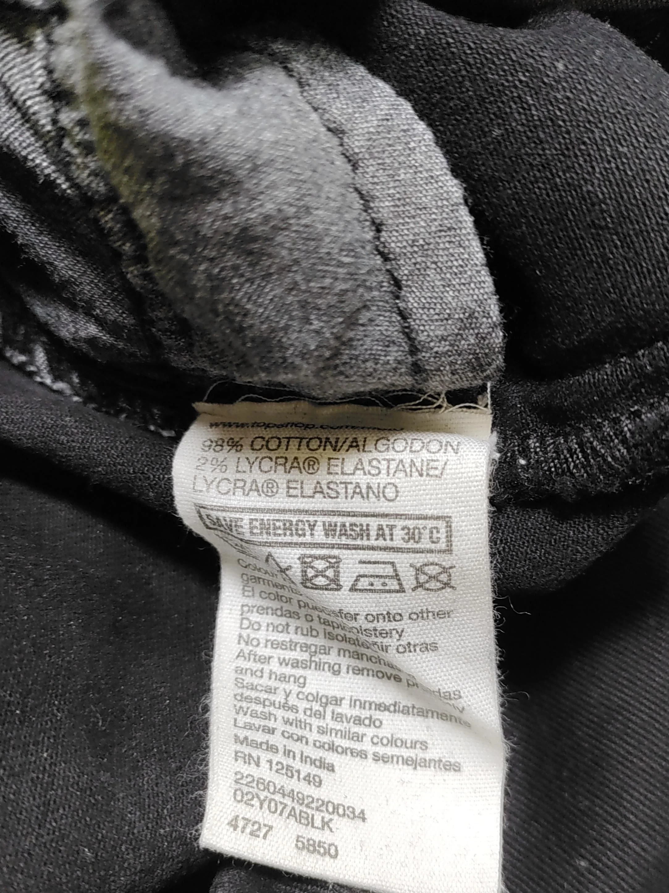 Topshop Women's Jeans W 28 in; L 30 in Black Cotton with Elastane Skinny - Image 6