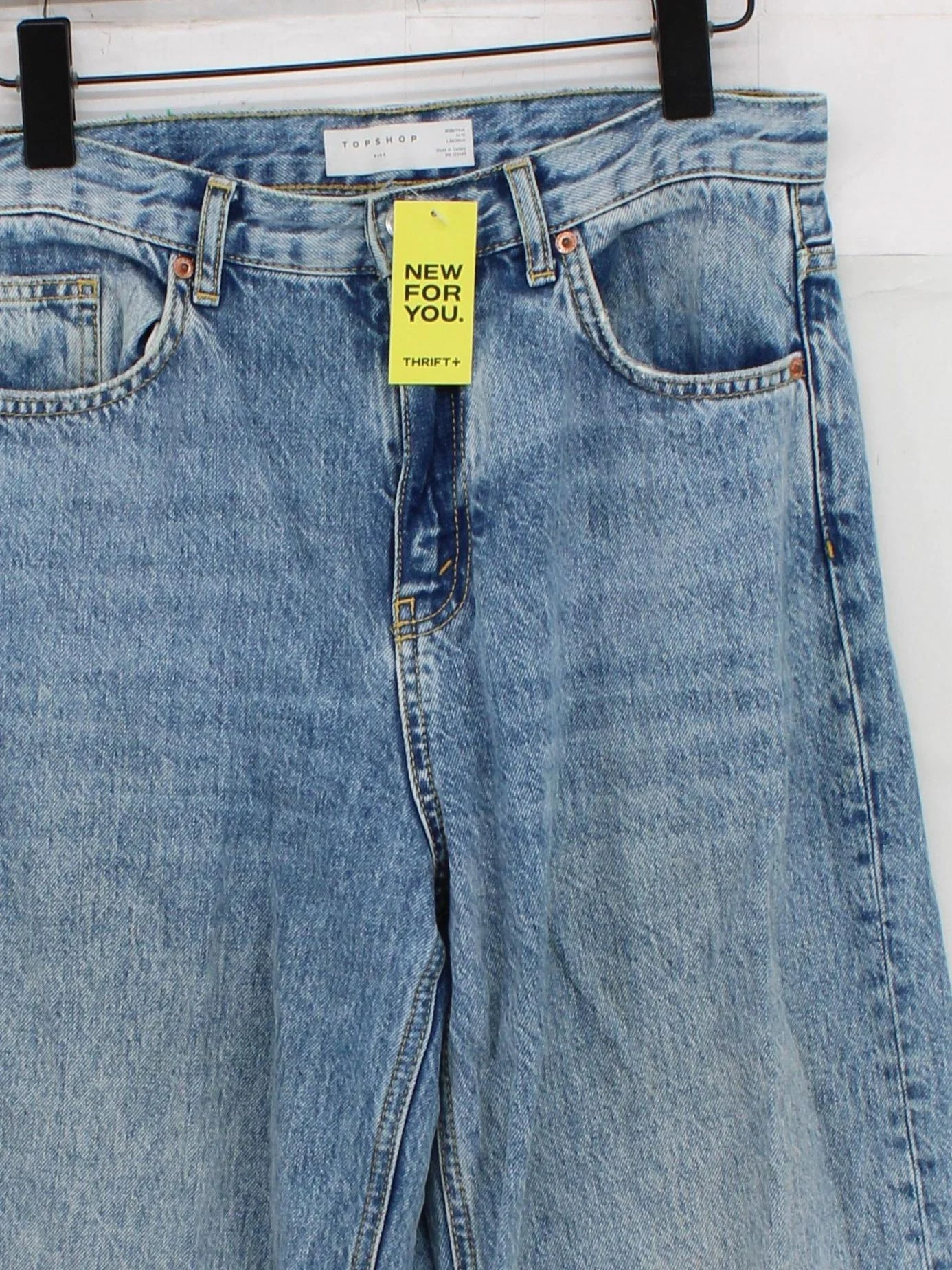 Topshop Women's Jeans W 28 in; L 32 in Blue 100% Cotton Wide-Leg - Image 3