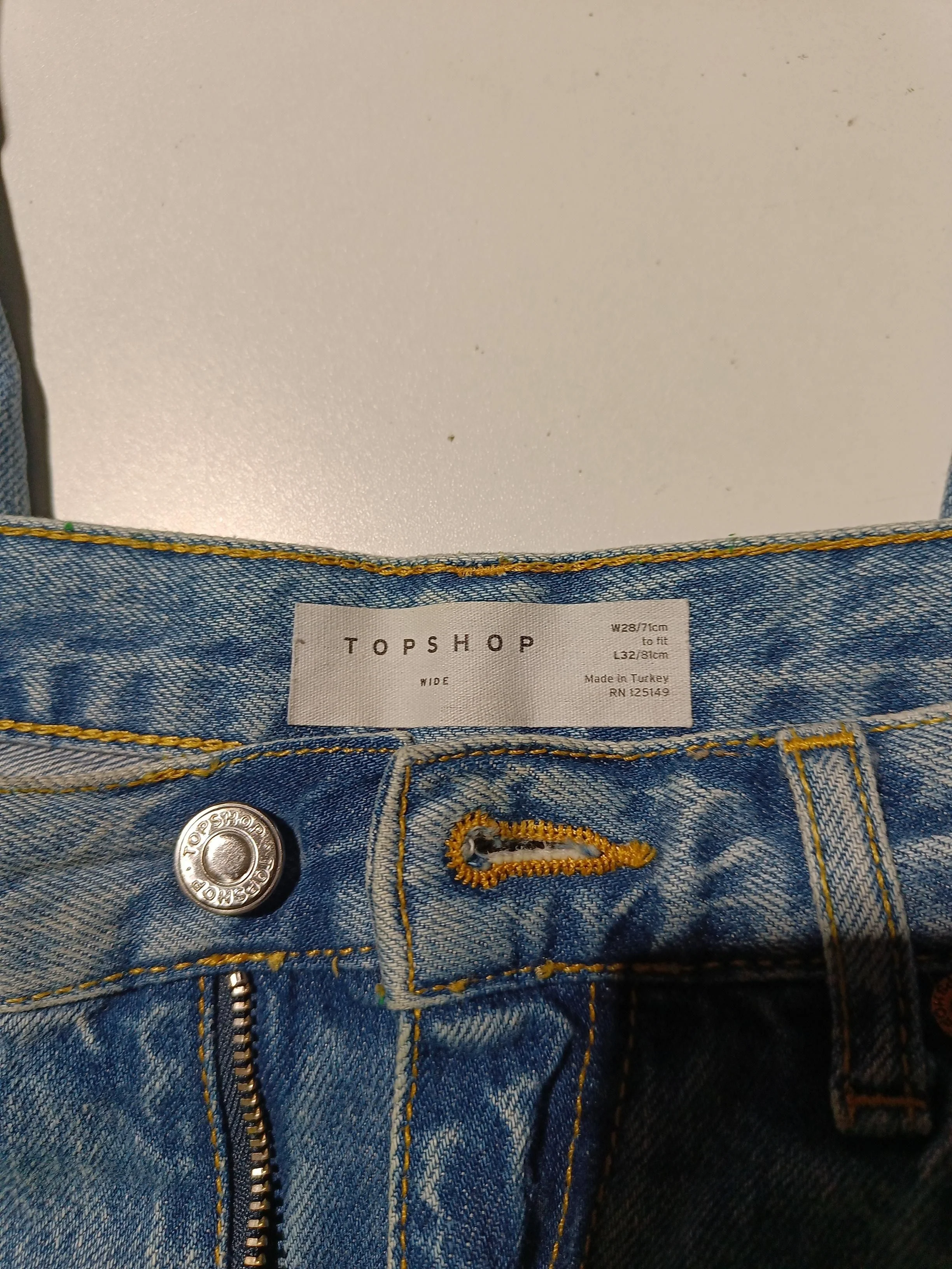 Topshop Women's Jeans W 28 in; L 32 in Blue 100% Cotton Wide-Leg - Image 5