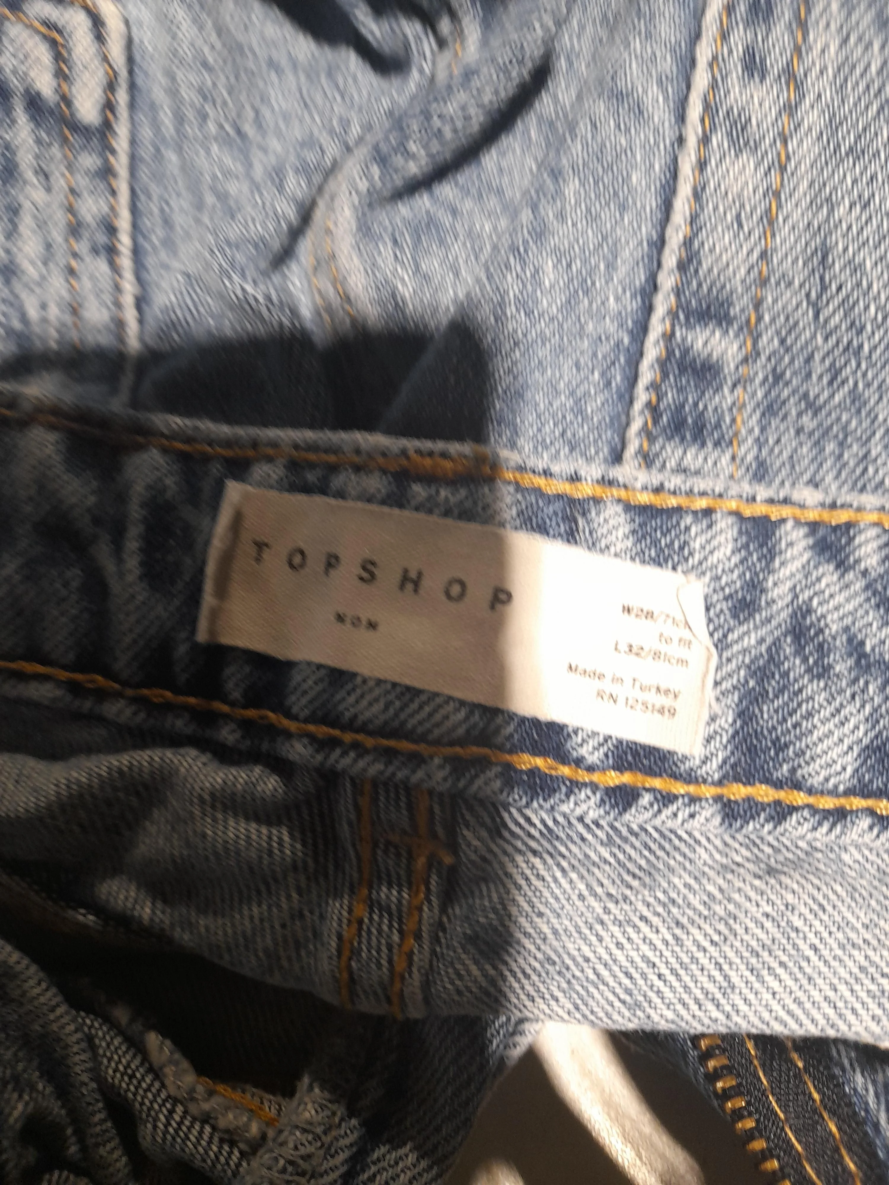 Topshop Women's Jeans W 28 in; L 32 in Blue Cotton with Polyester Mom - Image 5