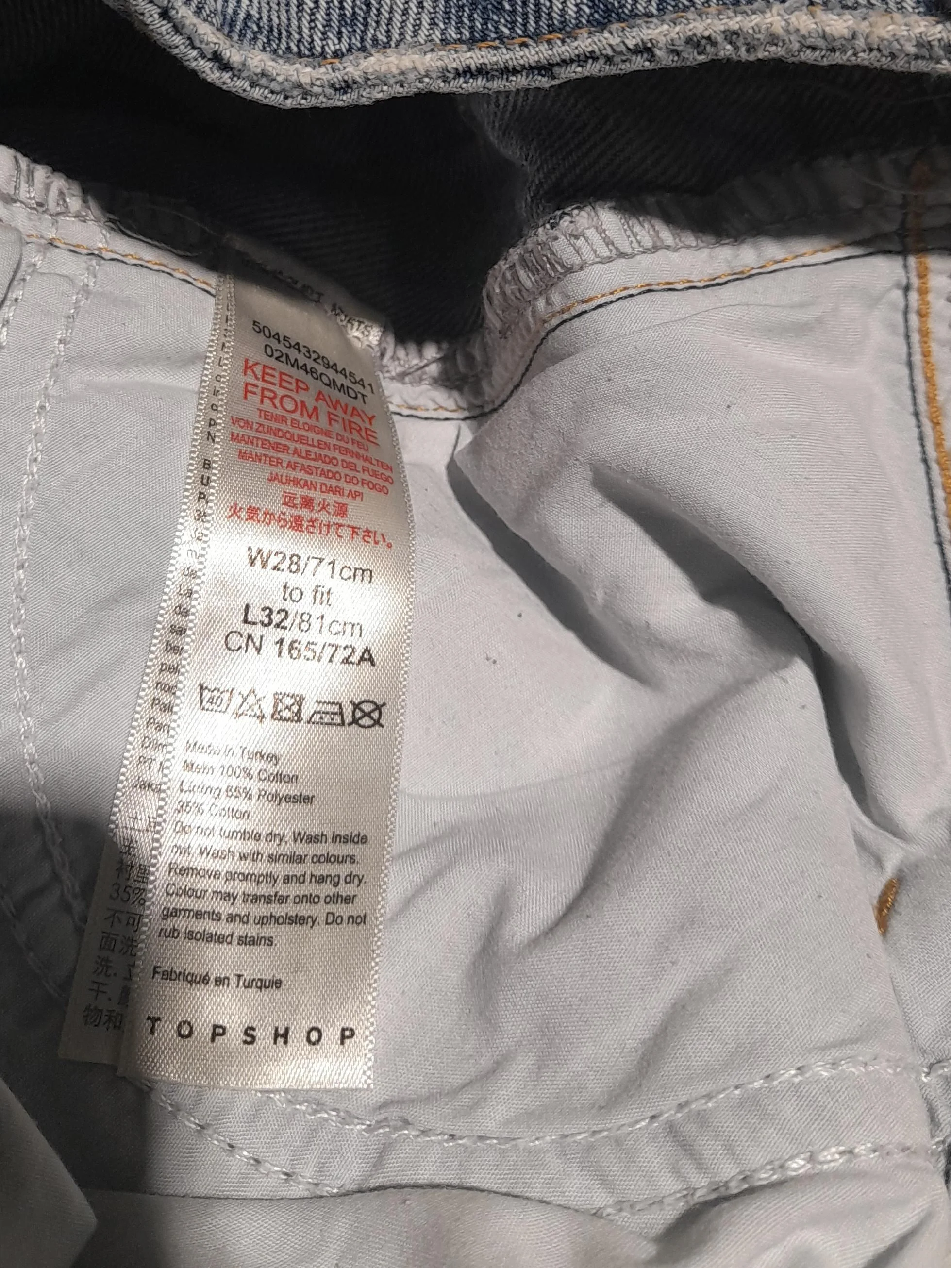 Topshop Women's Jeans W 28 in; L 32 in Blue Cotton with Polyester Mom - Image 6