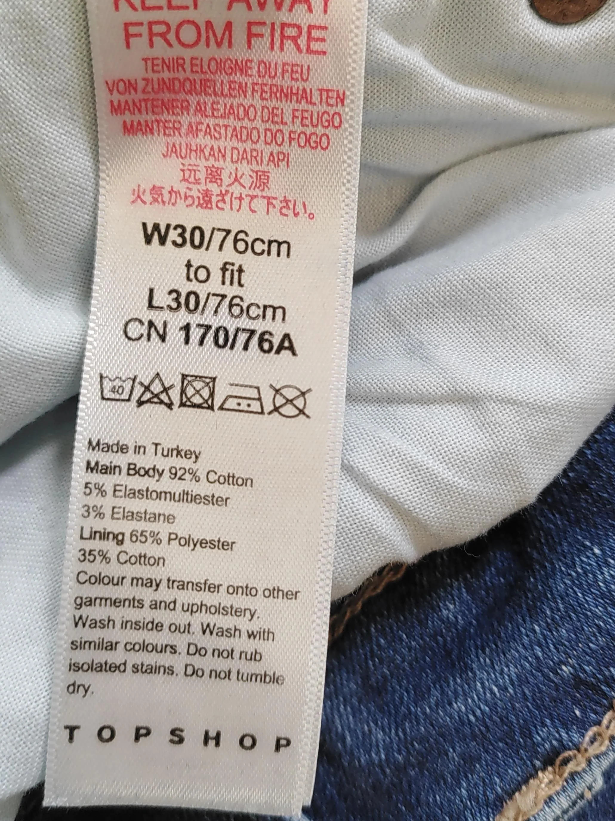 Topshop Women's Jeans W 30 in Blue Cotton with Elastane, Polyester Skinny - Image 6