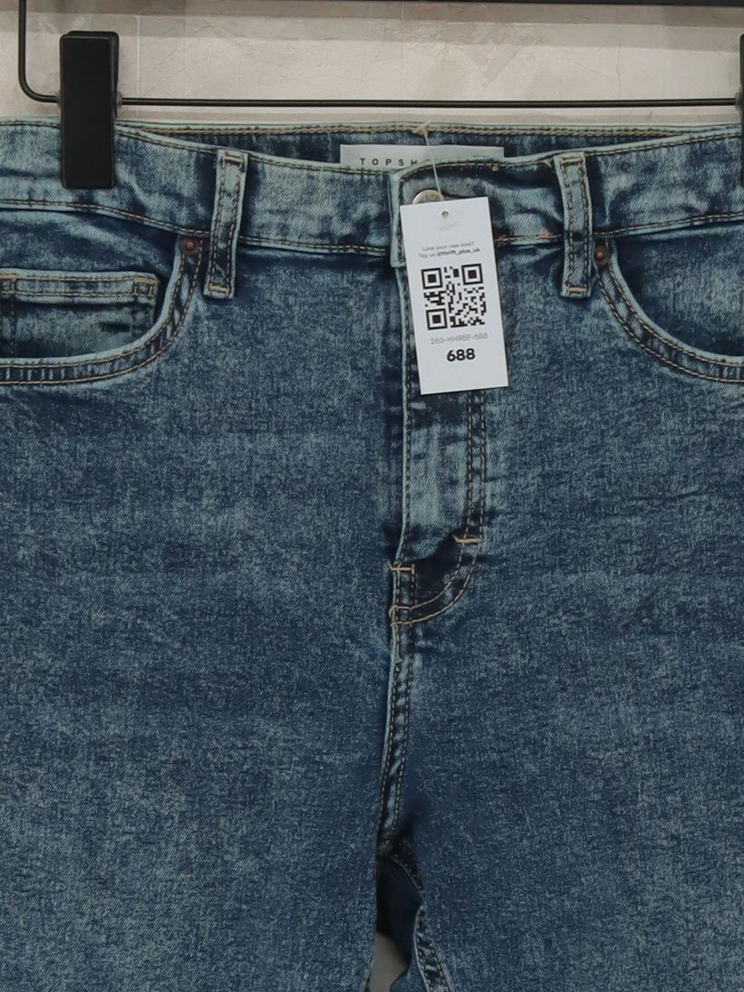 Topshop Women's Jeans W 30 in Blue Cotton with Polyester, Elastane Skinny - Image 3