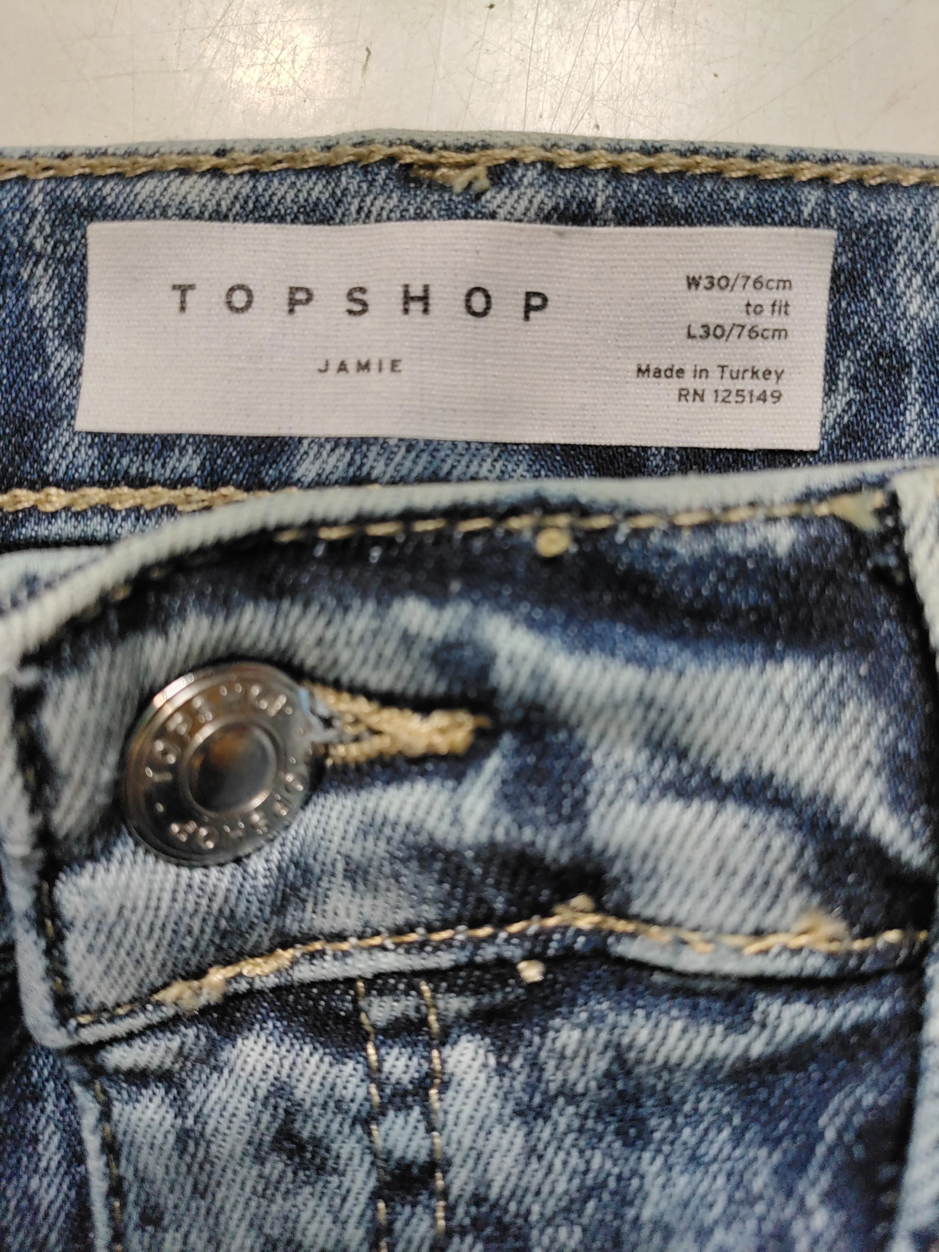 Topshop Women's Jeans W 30 in Blue Cotton with Polyester, Elastane Skinny - Image 5