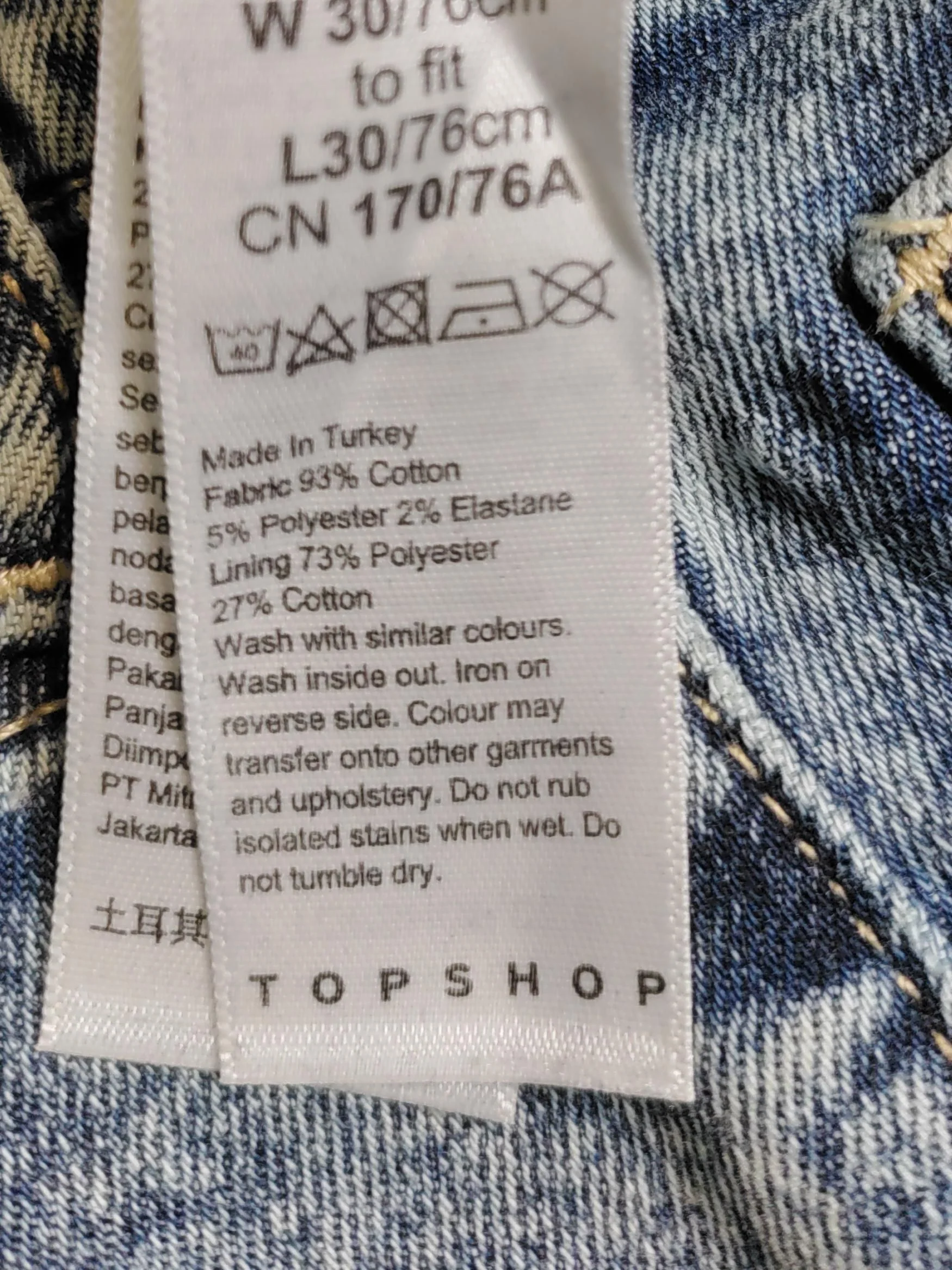 Topshop Women's Jeans W 30 in Blue Cotton with Polyester, Elastane Skinny - Image 6