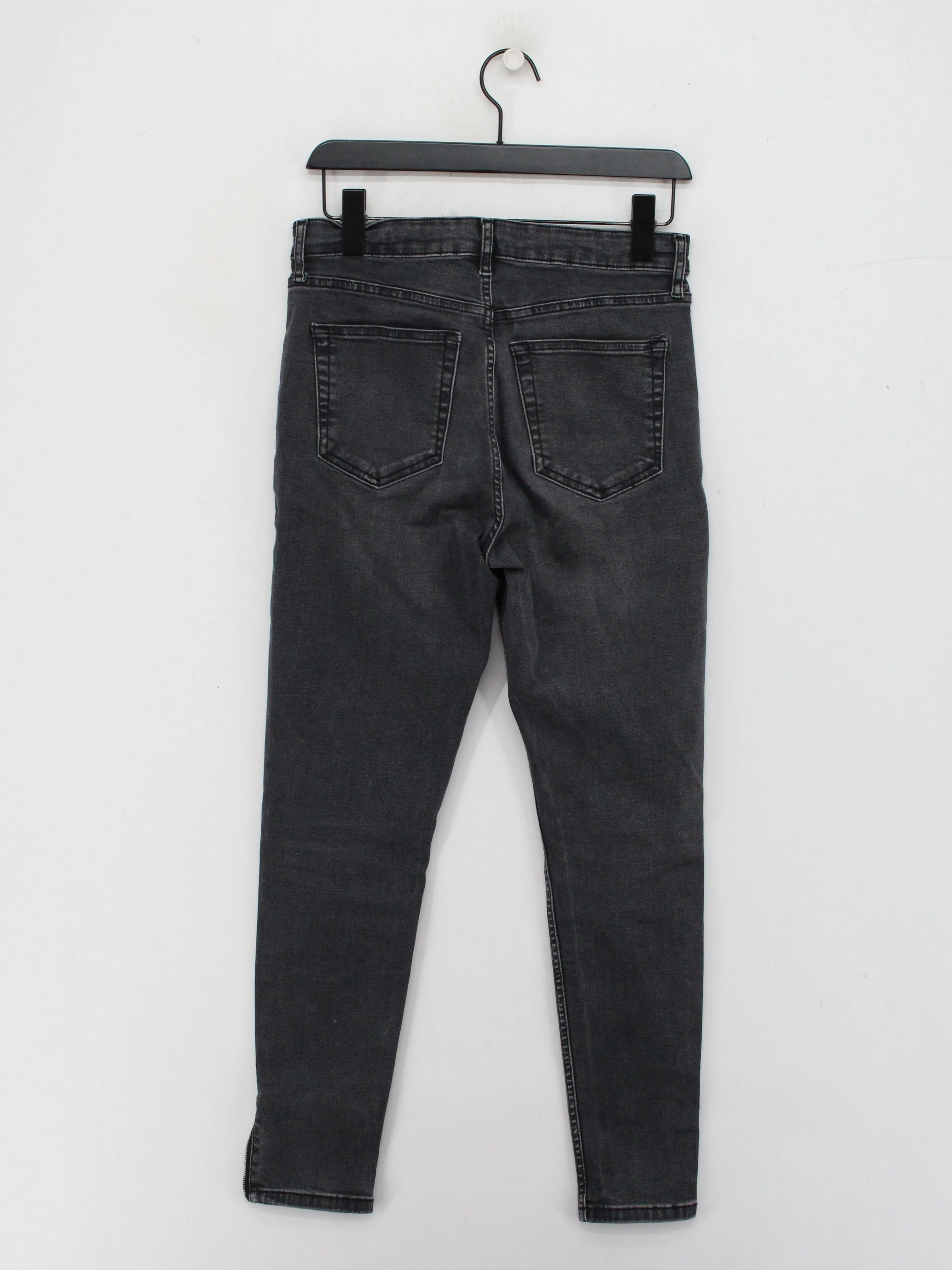 Topshop Women's Jeans W 30 in Grey Cotton with Polyester, Elastane Skinny - Image 2