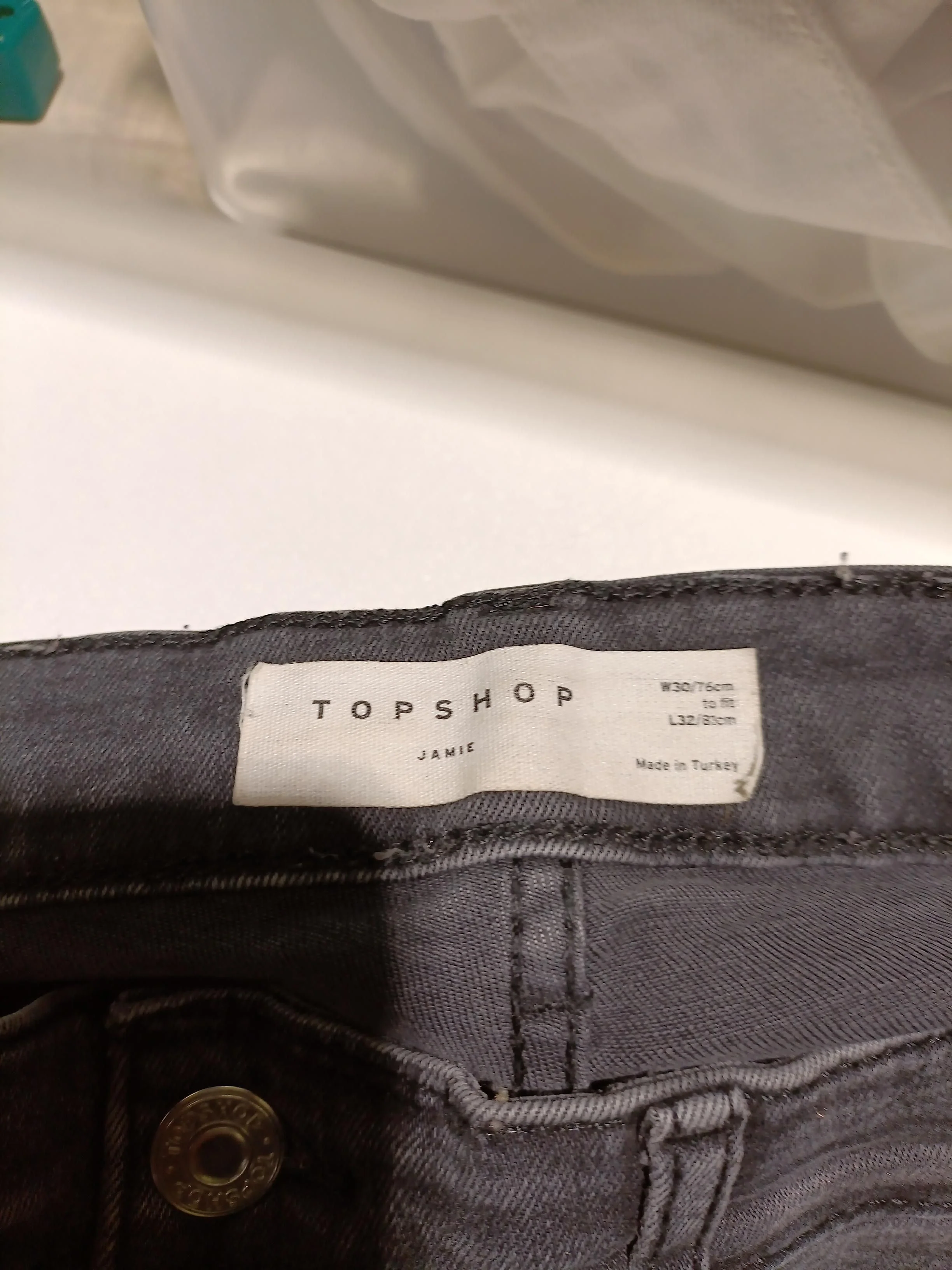 Topshop Women's Jeans W 30 in Grey Cotton with Polyester, Elastane Skinny - Image 5