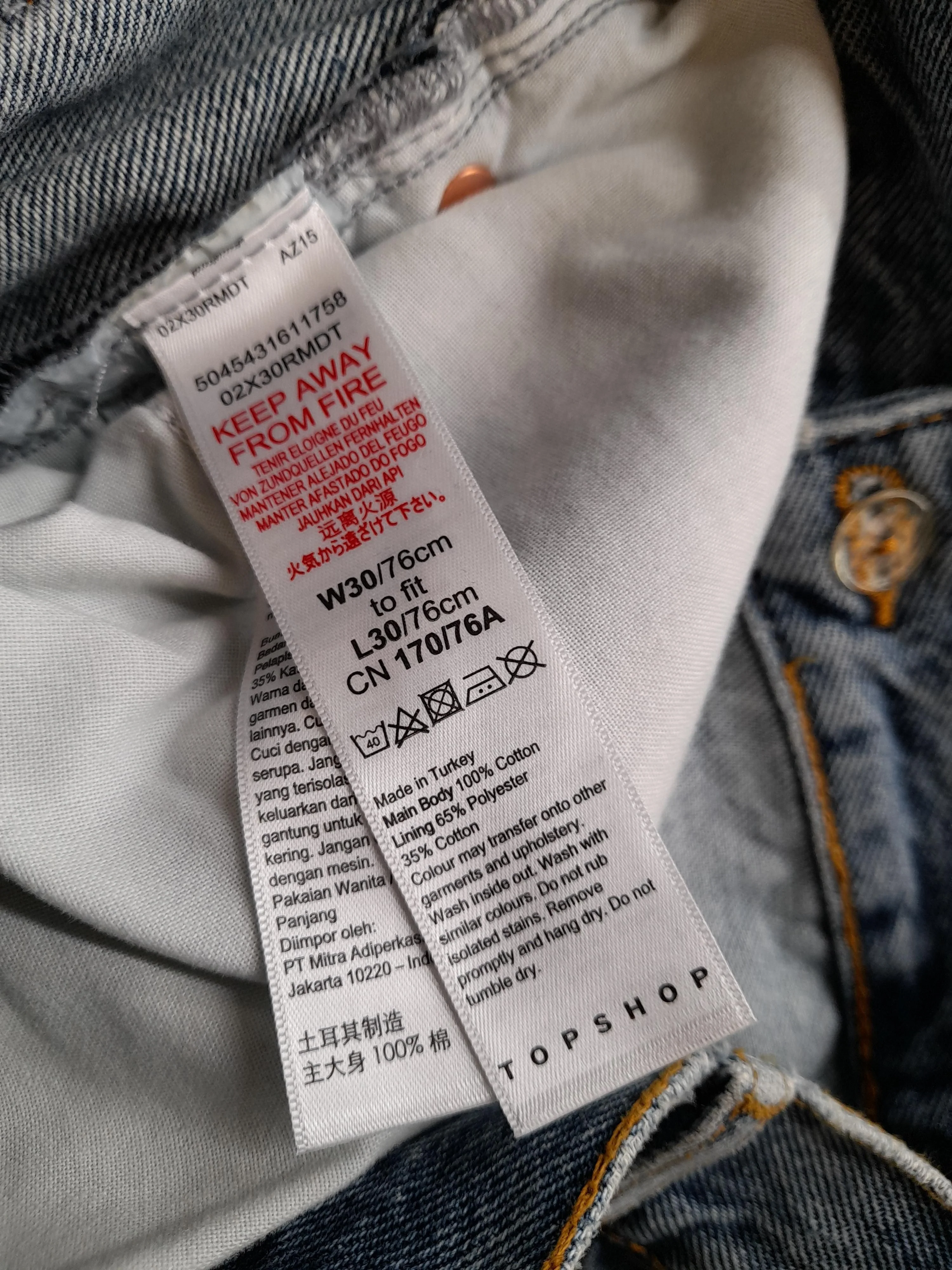 Topshop Women's Jeans W 30 in; L 30 in Blue 100% Cotton Mom - Image 6