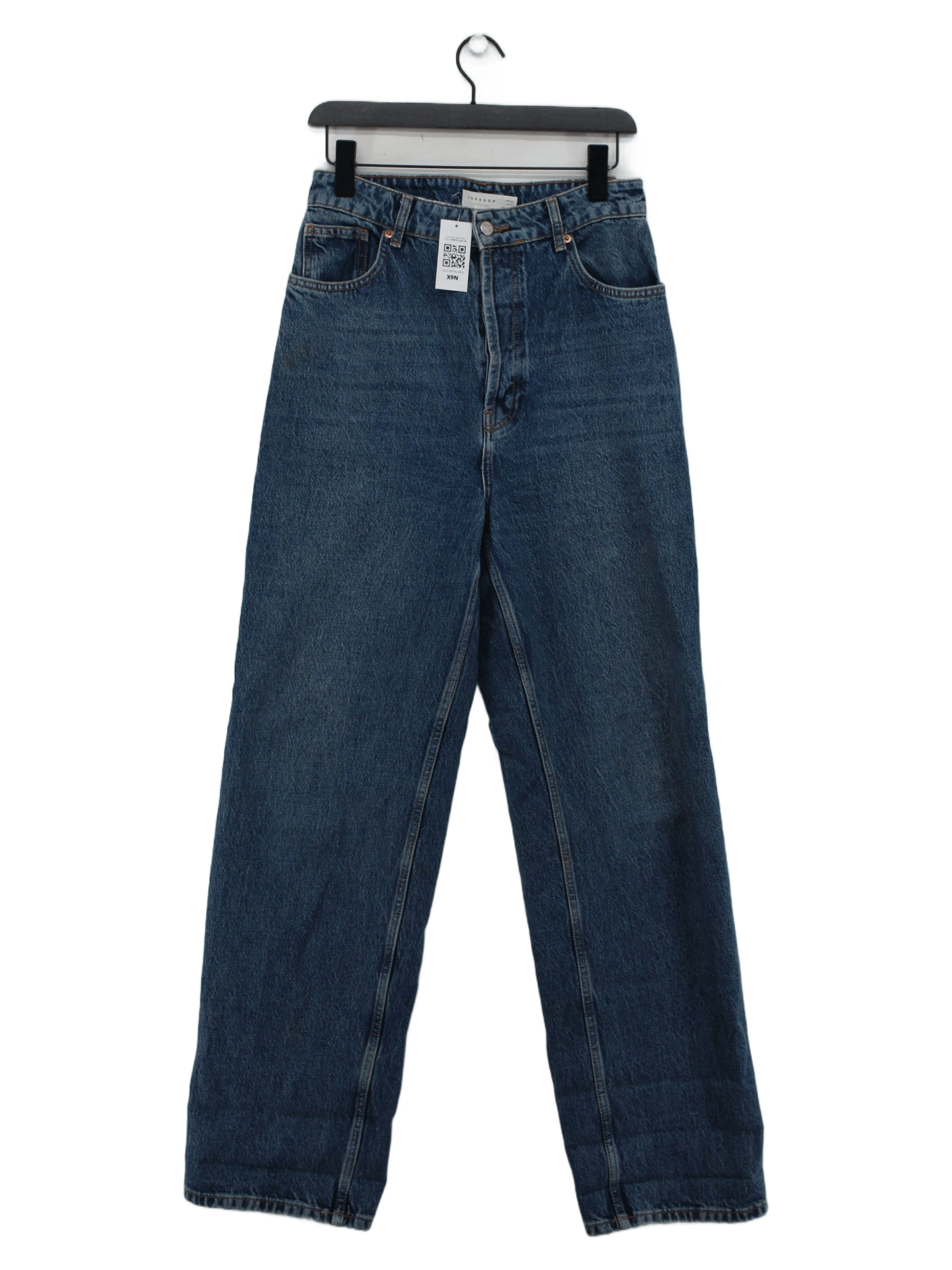 Topshop Women's Jeans W 30 in; L 30 in Blue Cotton with Polyester Straight