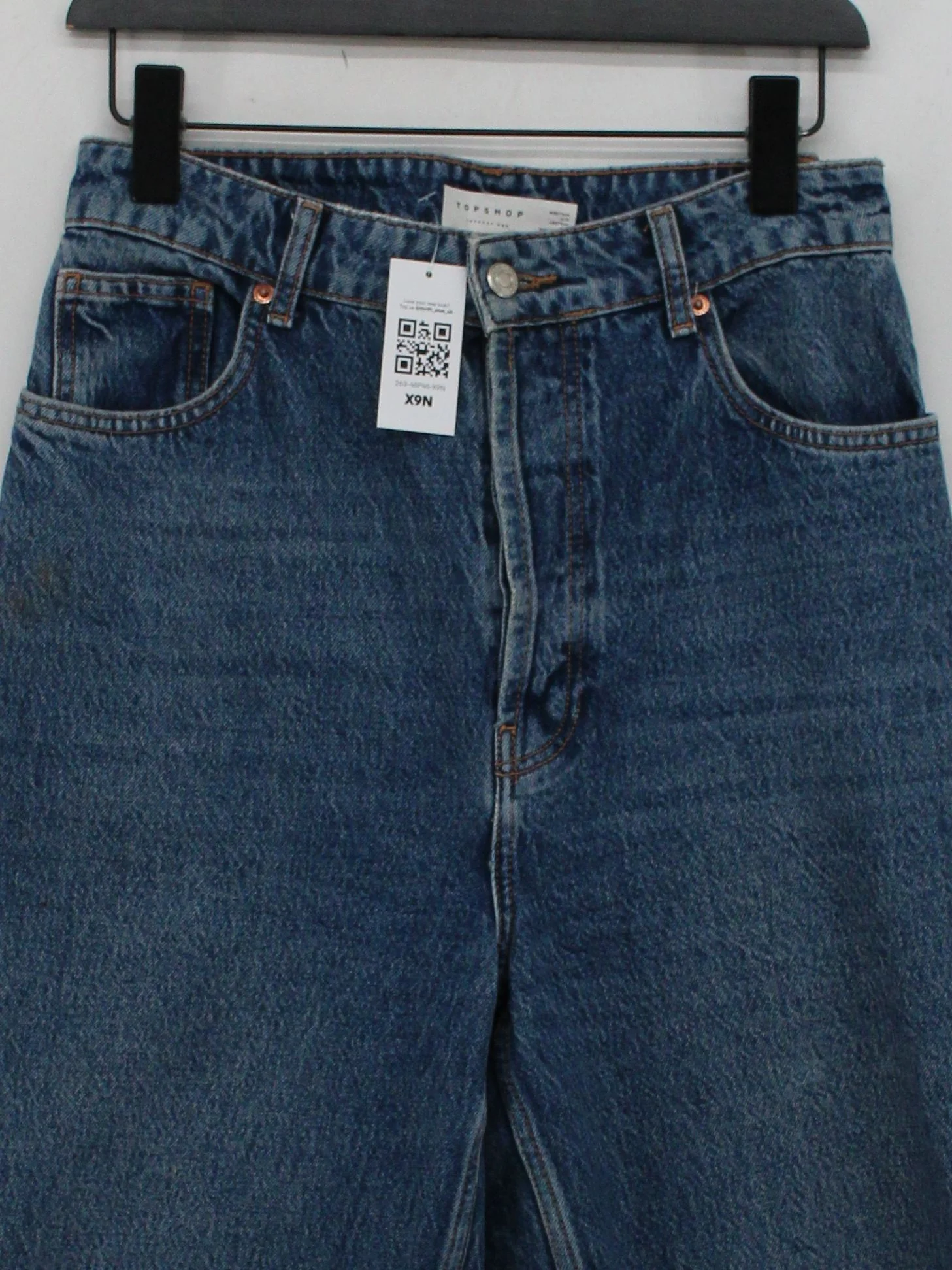 Topshop Women's Jeans W 30 in; L 30 in Blue Cotton with Polyester Straight - Image 3