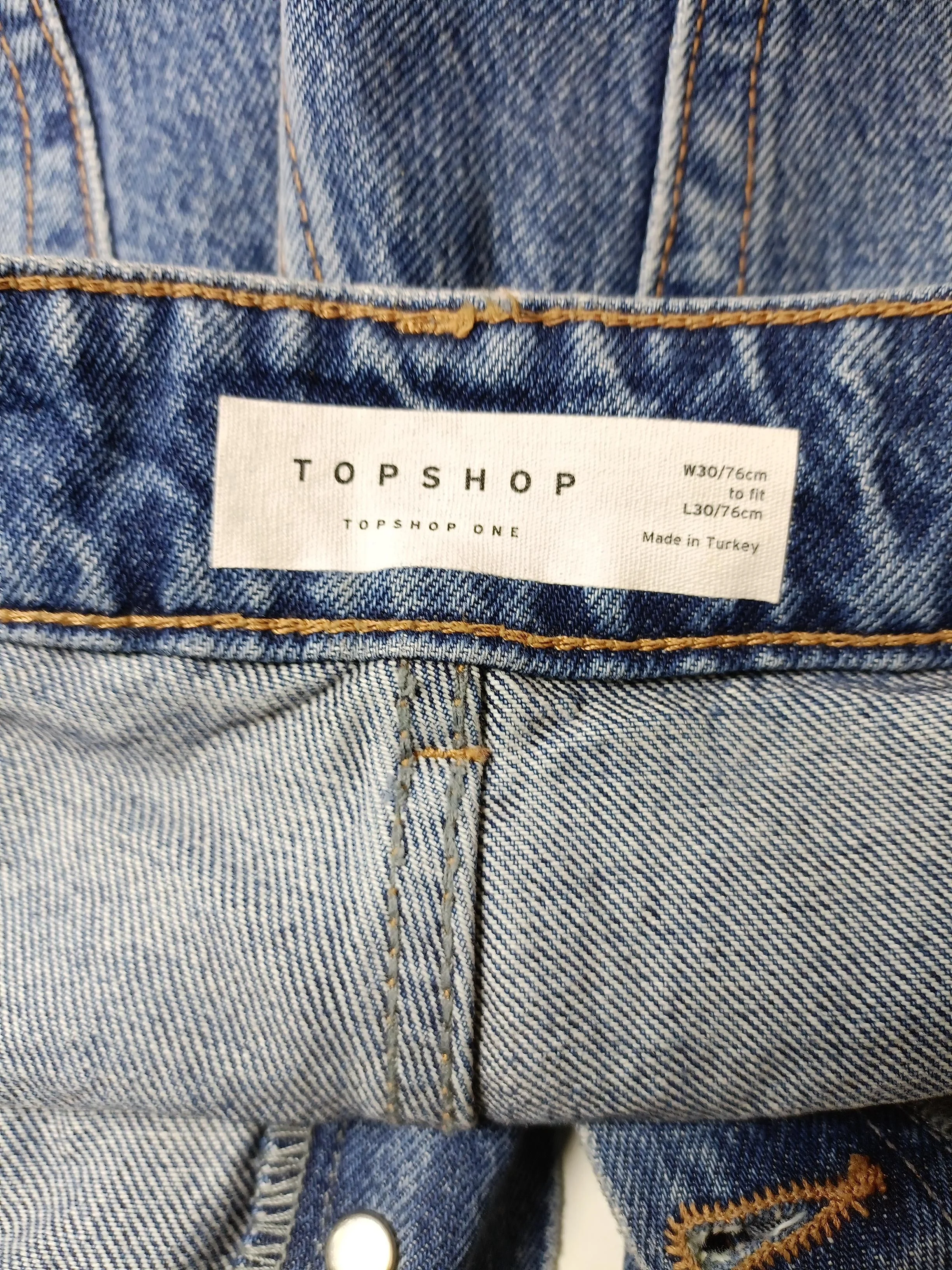 Topshop Women's Jeans W 30 in; L 30 in Blue Cotton with Polyester Straight - Image 5