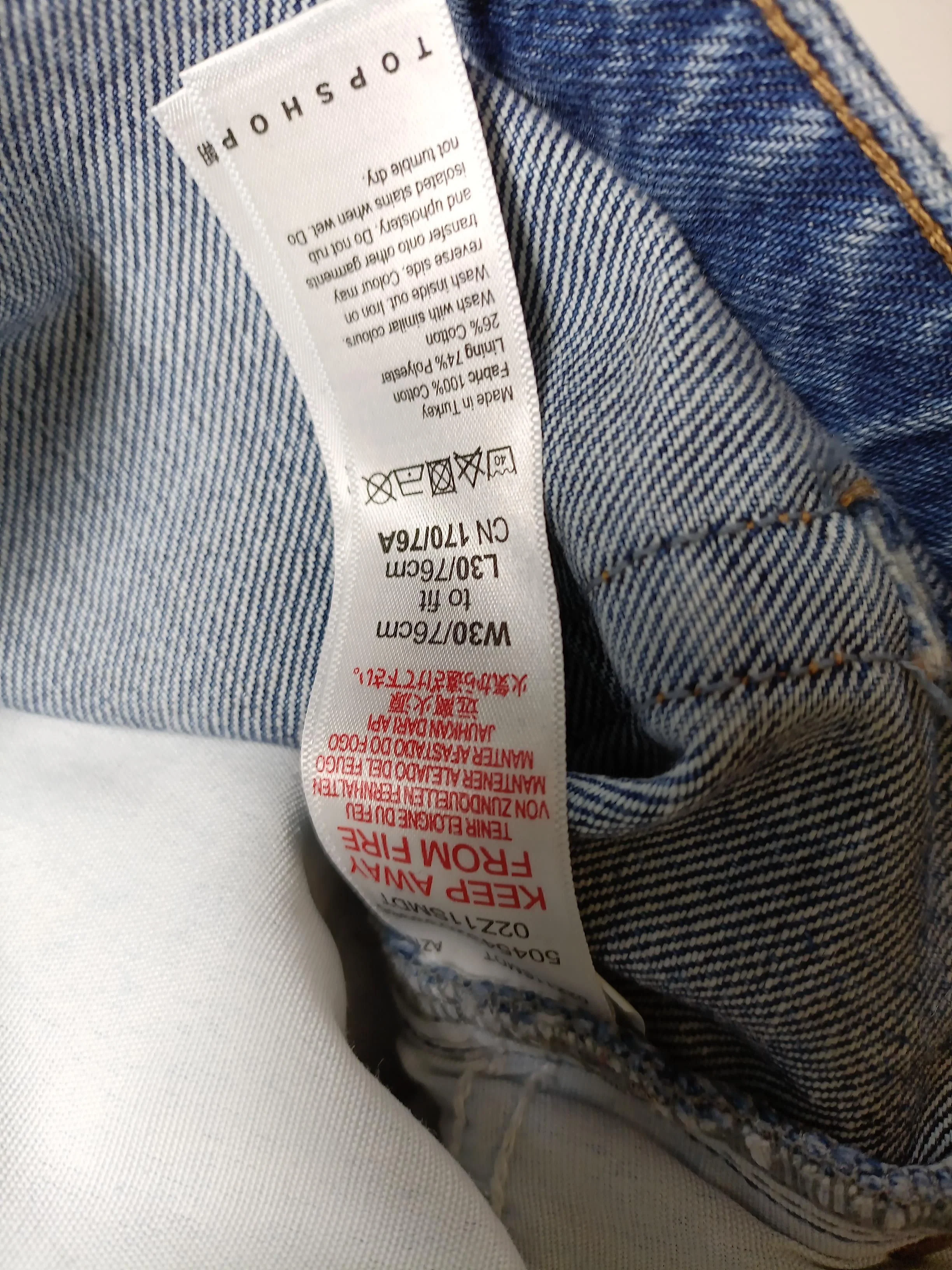 Topshop Women's Jeans W 30 in; L 30 in Blue Cotton with Polyester Straight - Image 6