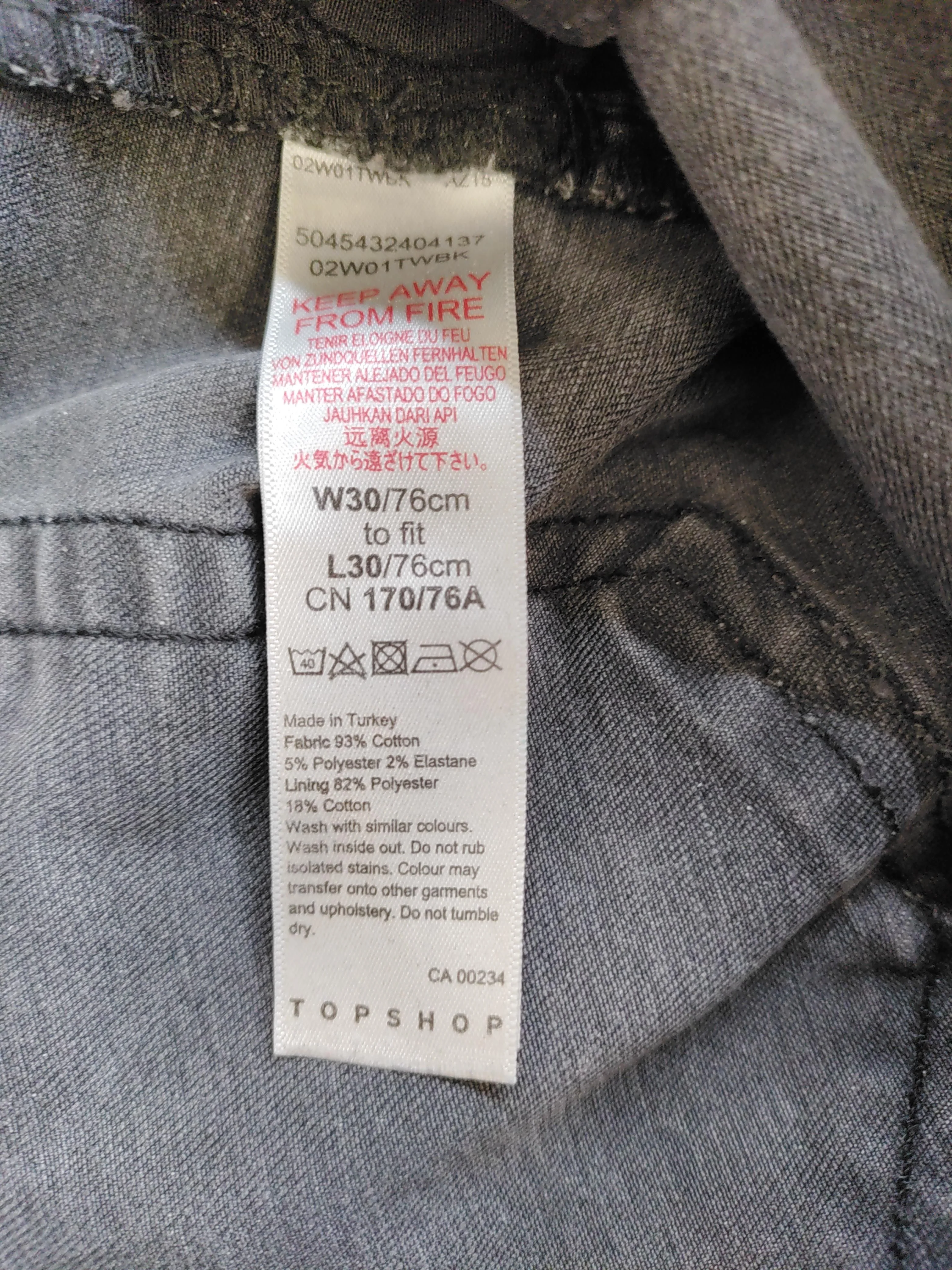 Topshop Women's Jeans W 30 in; L 30 in Grey Cotton with Elastane Skinny - Image 6