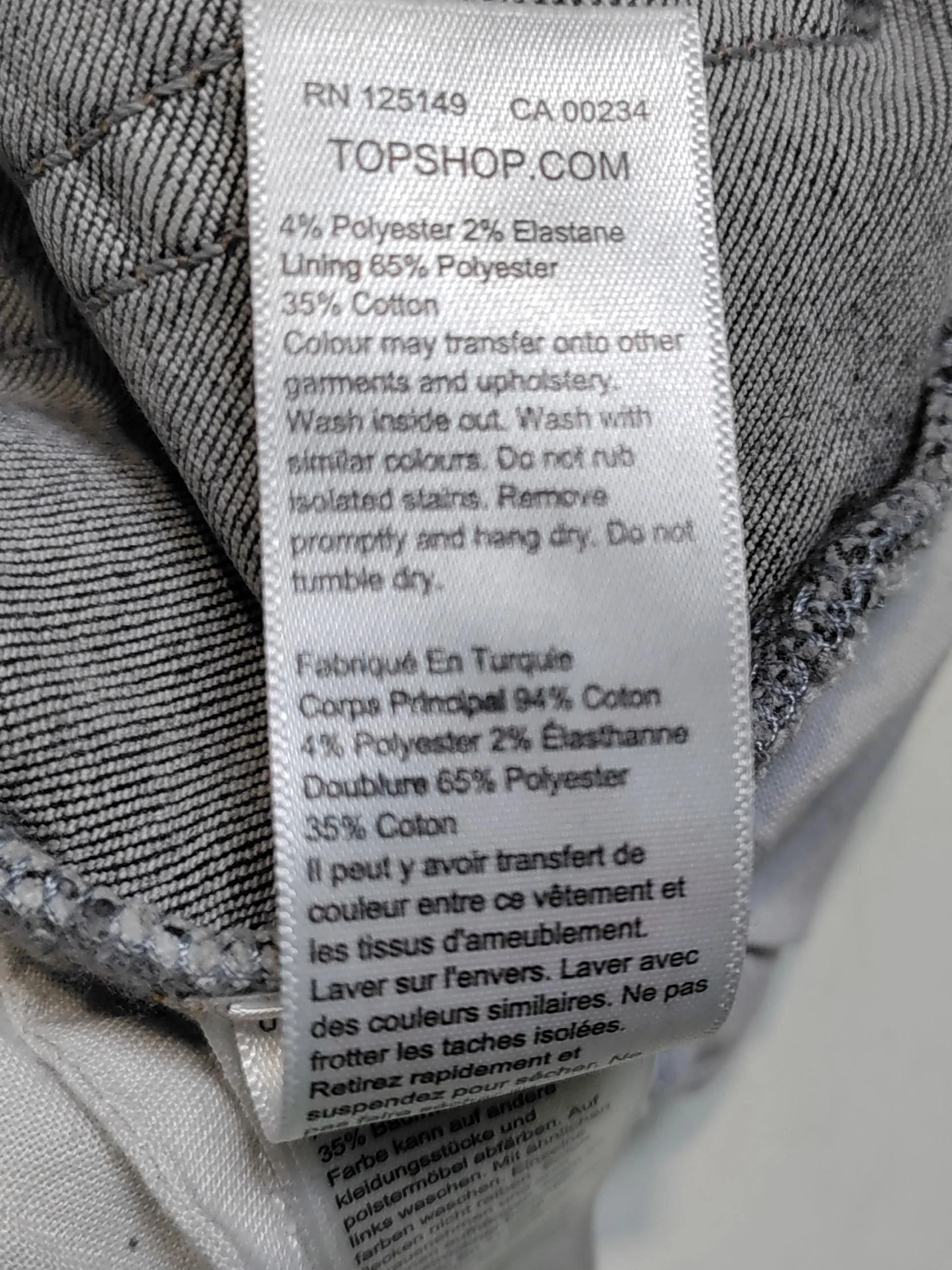 Topshop Women's Jeans W 30 in; L 30 in Grey Cotton with Polyester, Elastane Mom - Image 6