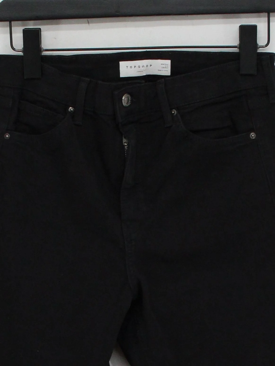 Topshop Women's Jeans W 30 in; L 32 in Black Cotton with Elastane, Other Skinny - Image 3