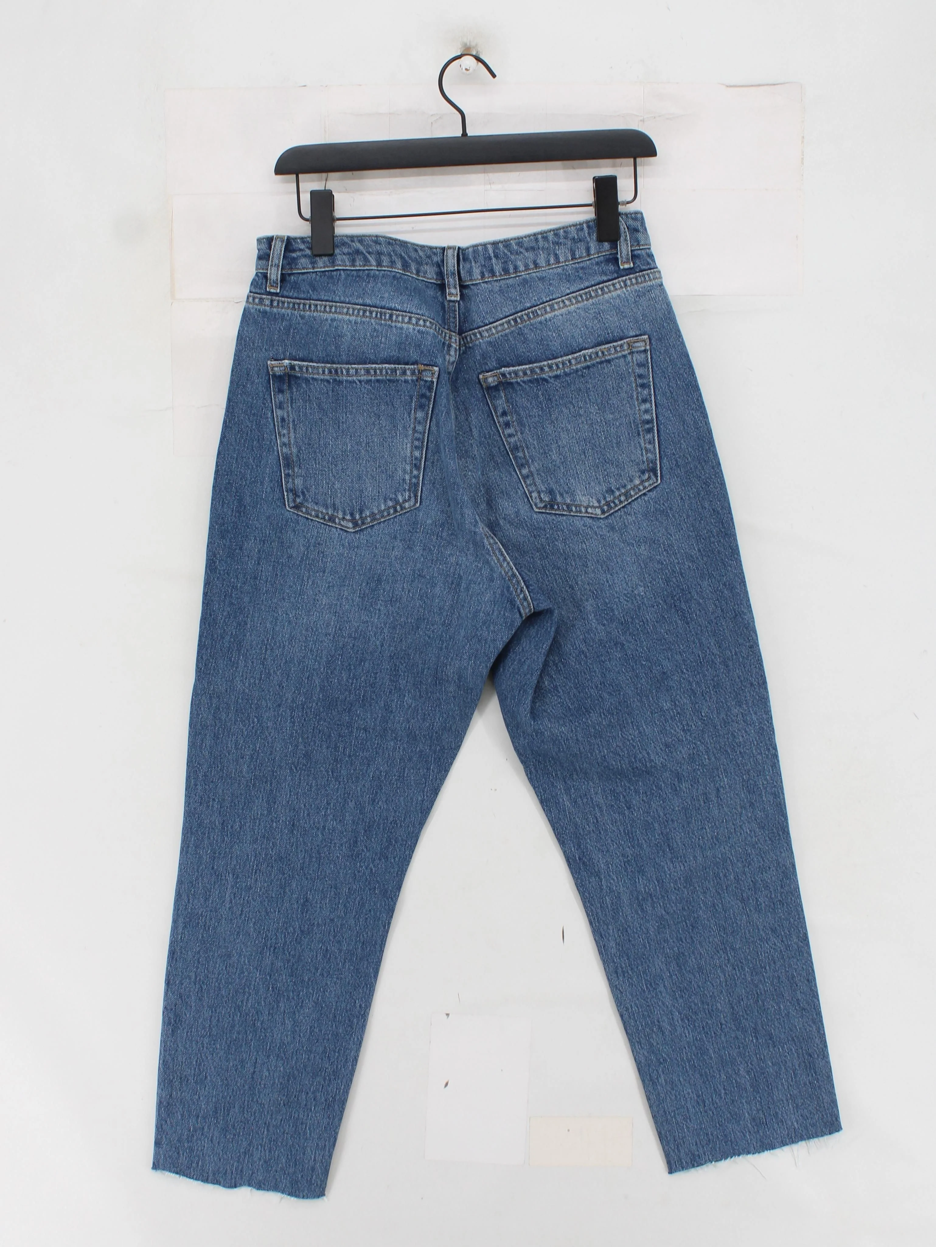 Topshop Women's Jeans W 30 in; L 32 in Blue Cotton with Polyester, Cotton Mom - Image 2
