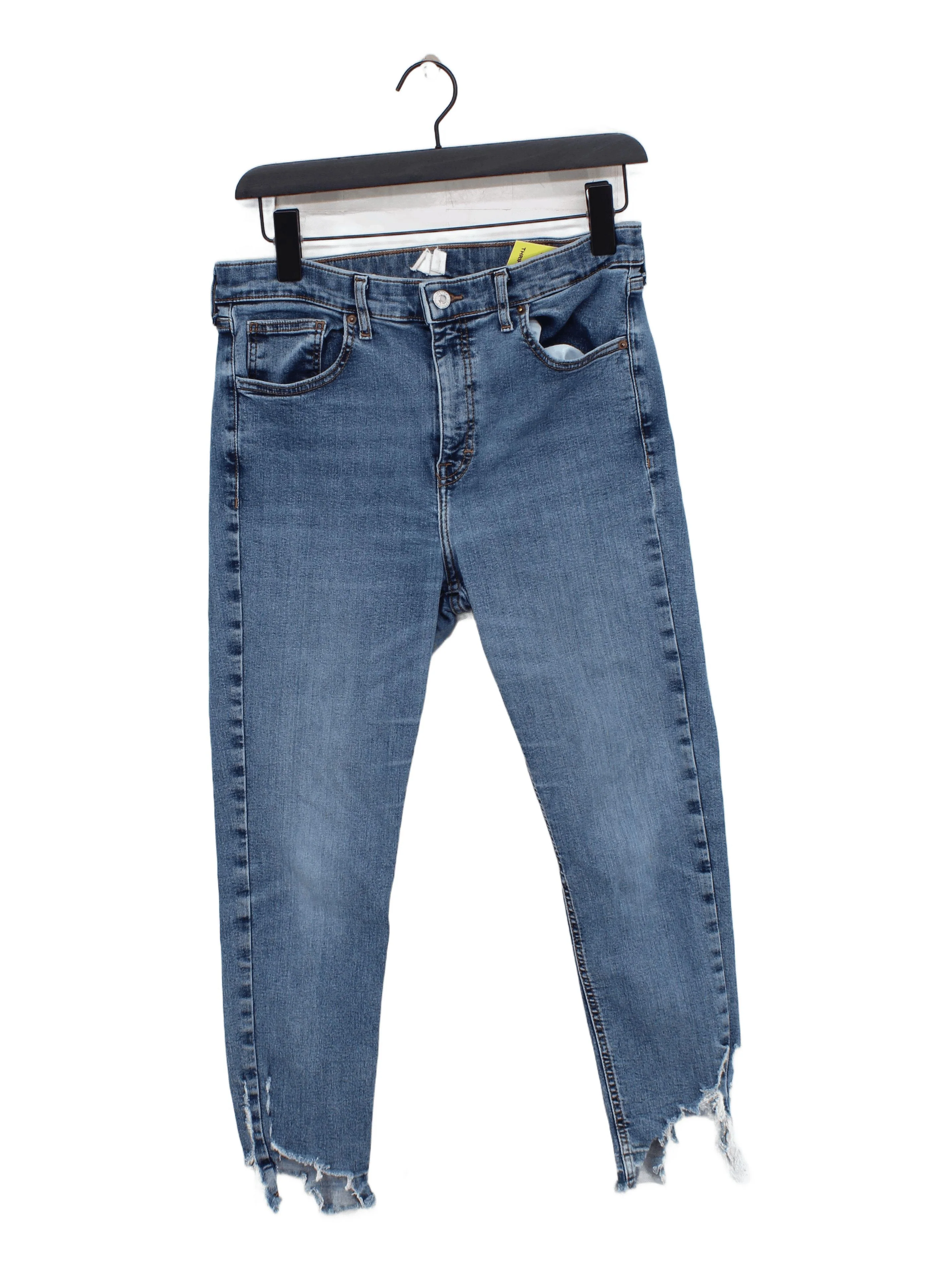Topshop Women's Jeans W 32 in Blue Cotton with Elastane Skinny