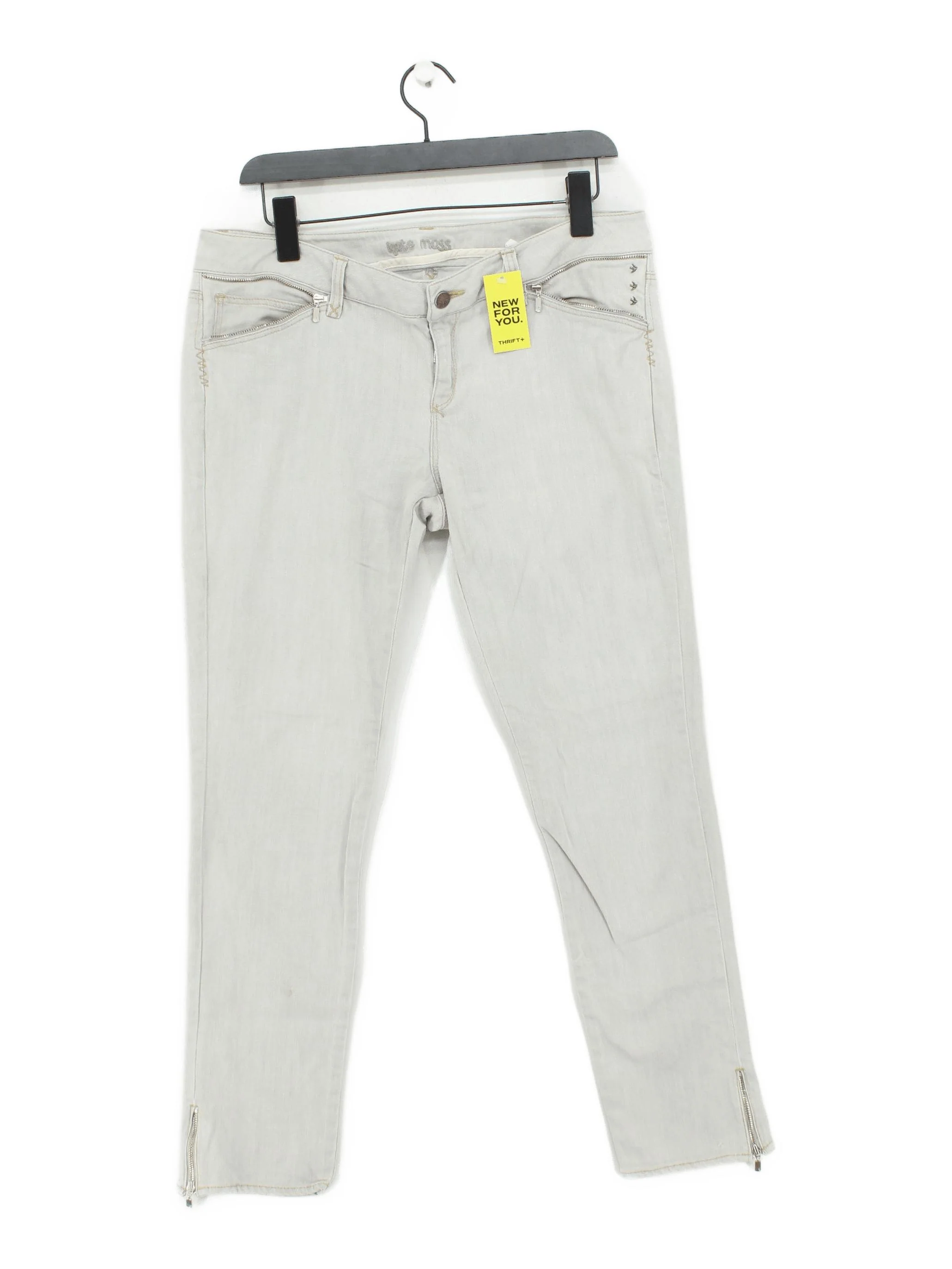 Topshop Women's Jeans W 34 in; L 30 in Grey Cotton with Elastane Cropped