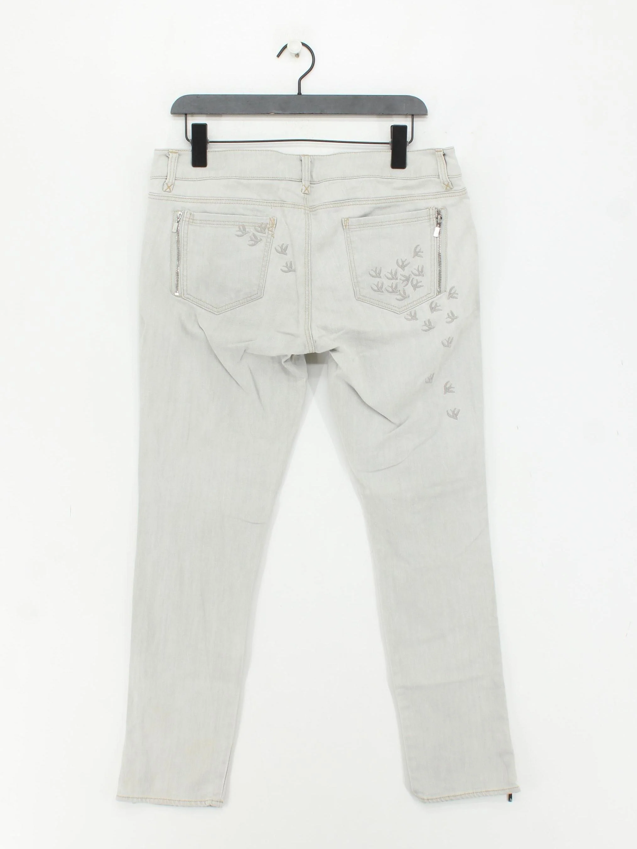 Topshop Women's Jeans W 34 in; L 30 in Grey Cotton with Elastane Cropped - Image 2