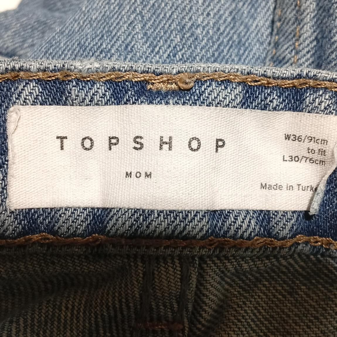 Topshop Women's Jeans W 36 in; L 30 in Blue 100% Cotton Mom - Image 5