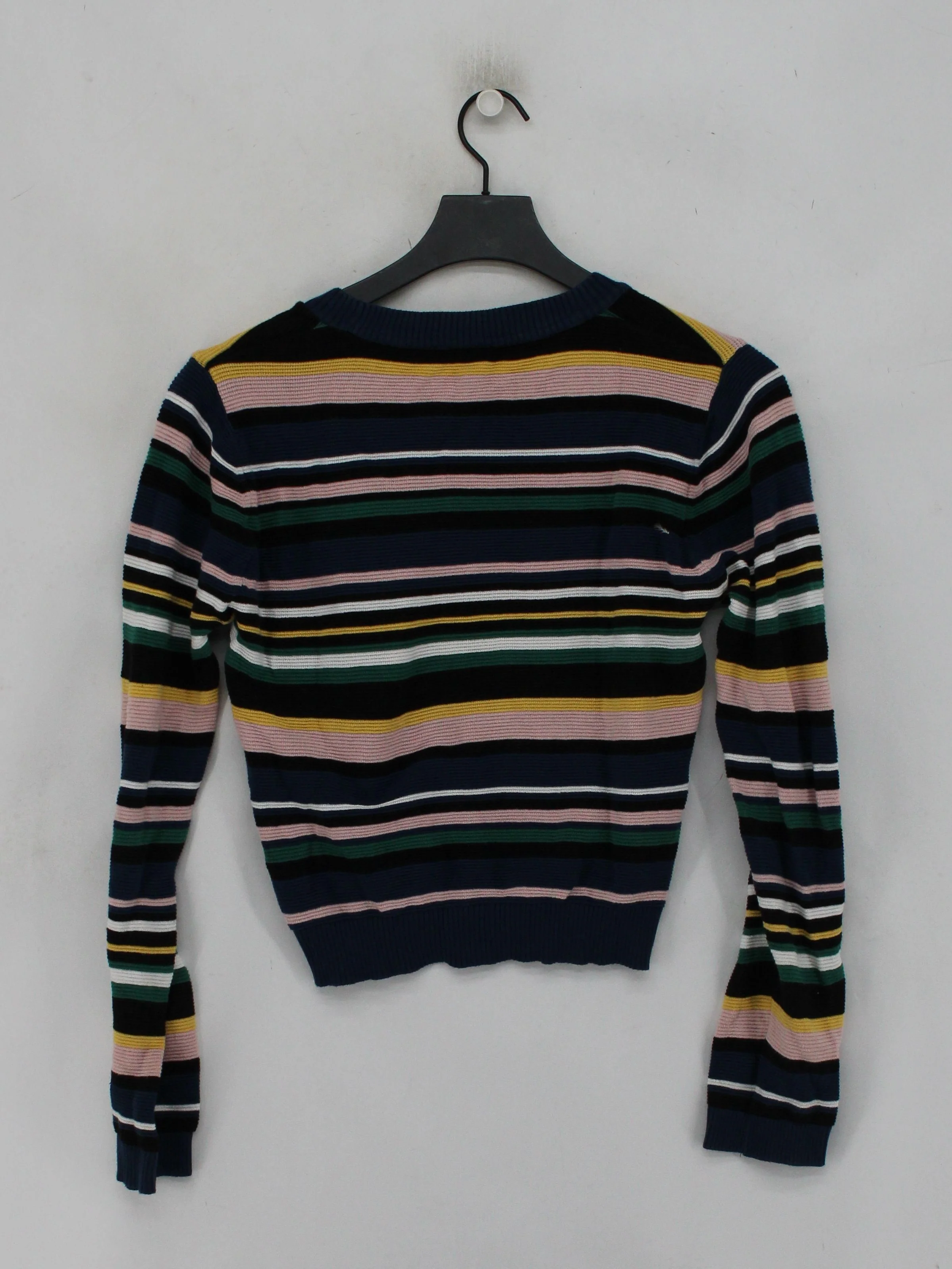 Topshop Women's Jumper L Multi Striped 100% Cotton Round Neck Pullover - Image 2